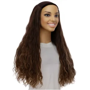 24" HatFall Wig Layered Medium Brown Balayage Wavy
