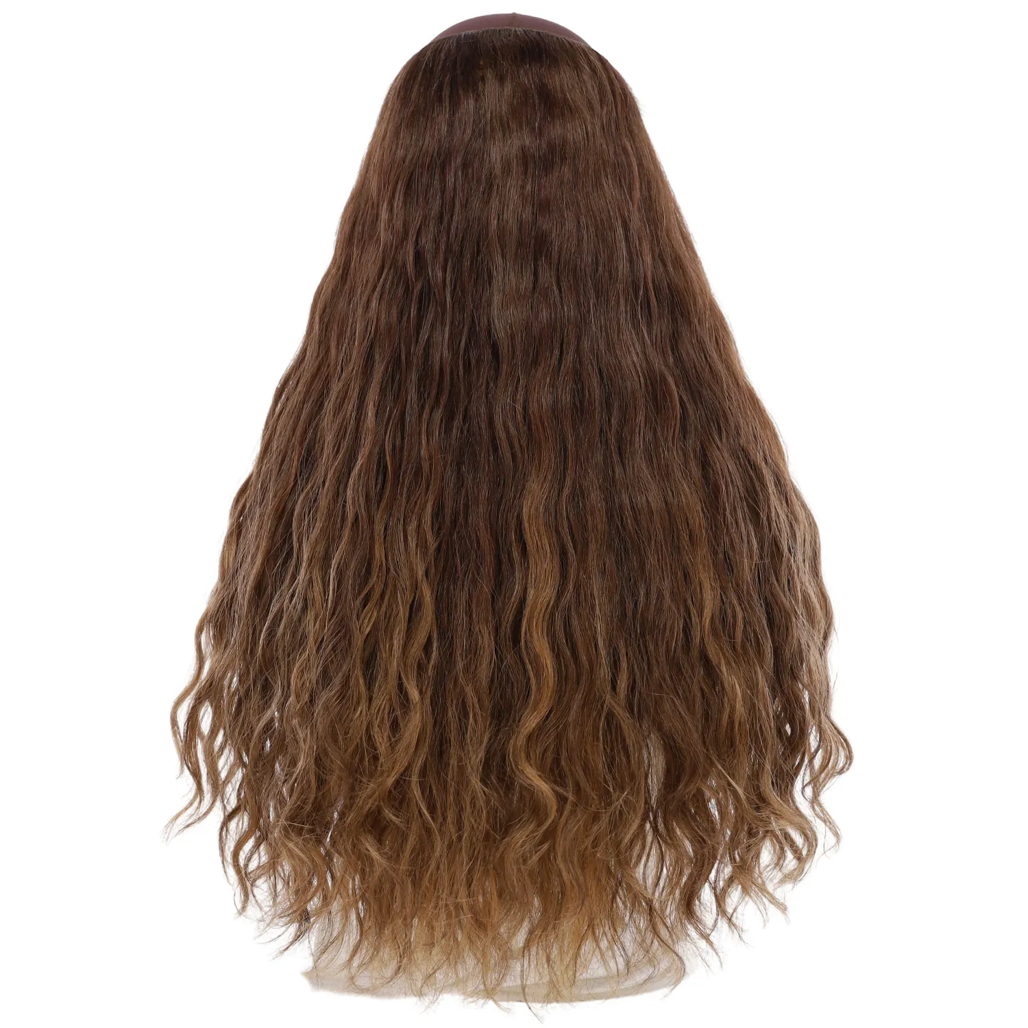 24" HatFall Wig Layered Medium Brown Balayage Wavy