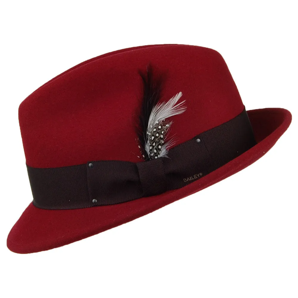 Bailey Hats Tino Crushable Water Repellent Wool Felt Trilby Hat - Port