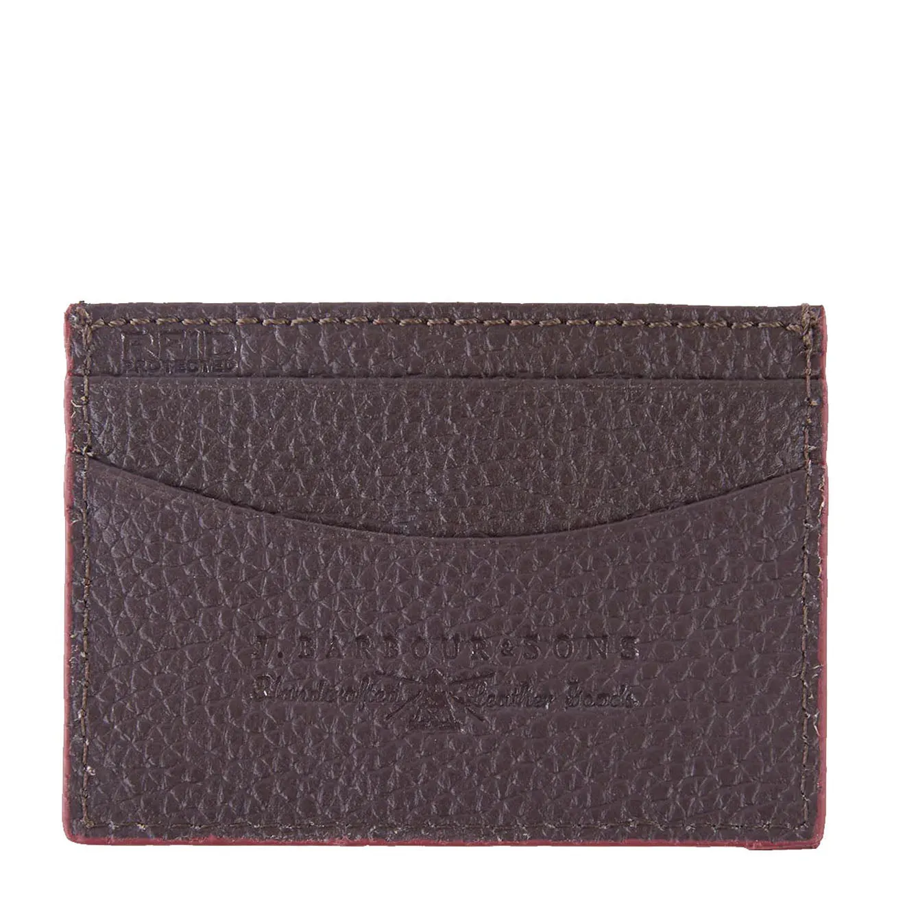 Barbour Grain Leather Card Holder Dk Brown