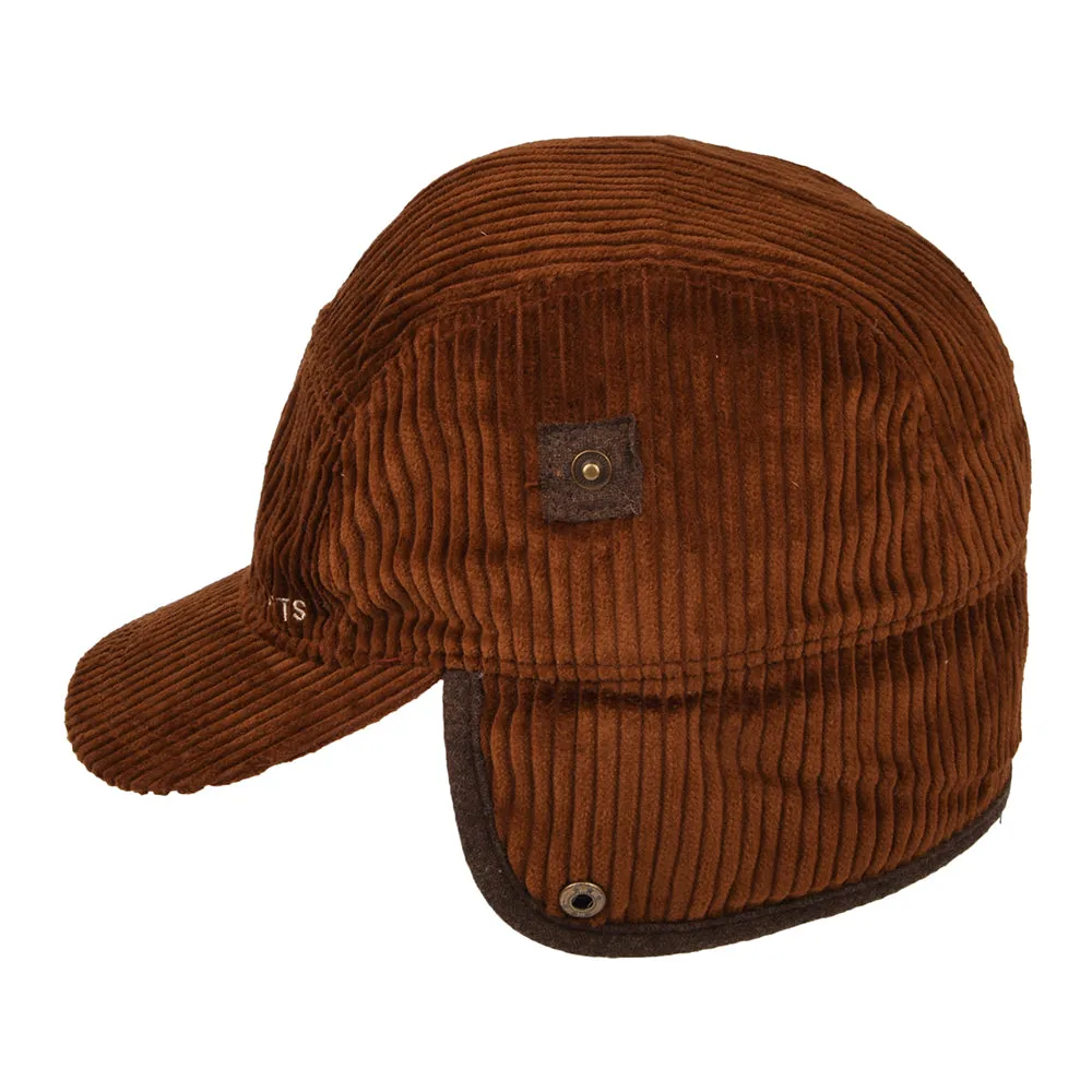 Barts Hats Rayner Corduroy 5 Panel Cap with Earflaps - Rust