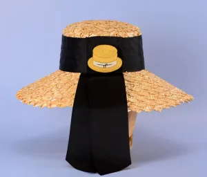 Beach Bucket Hat With Black Tail