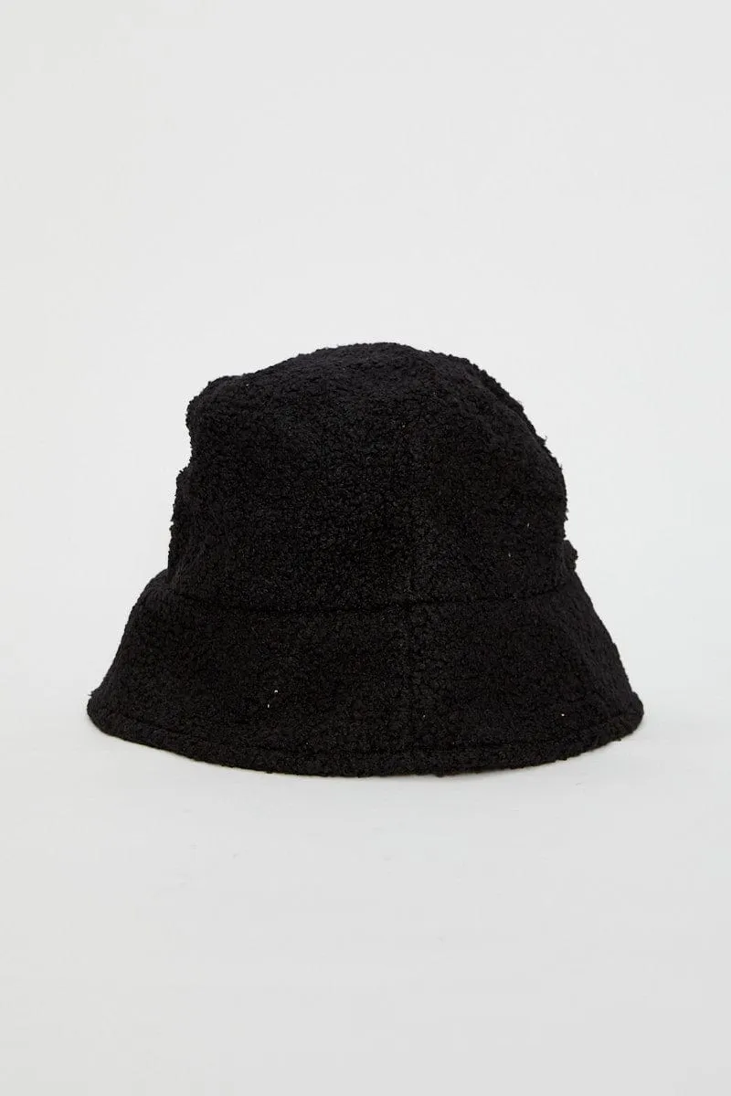 Black Fuzzy Bucket Hat