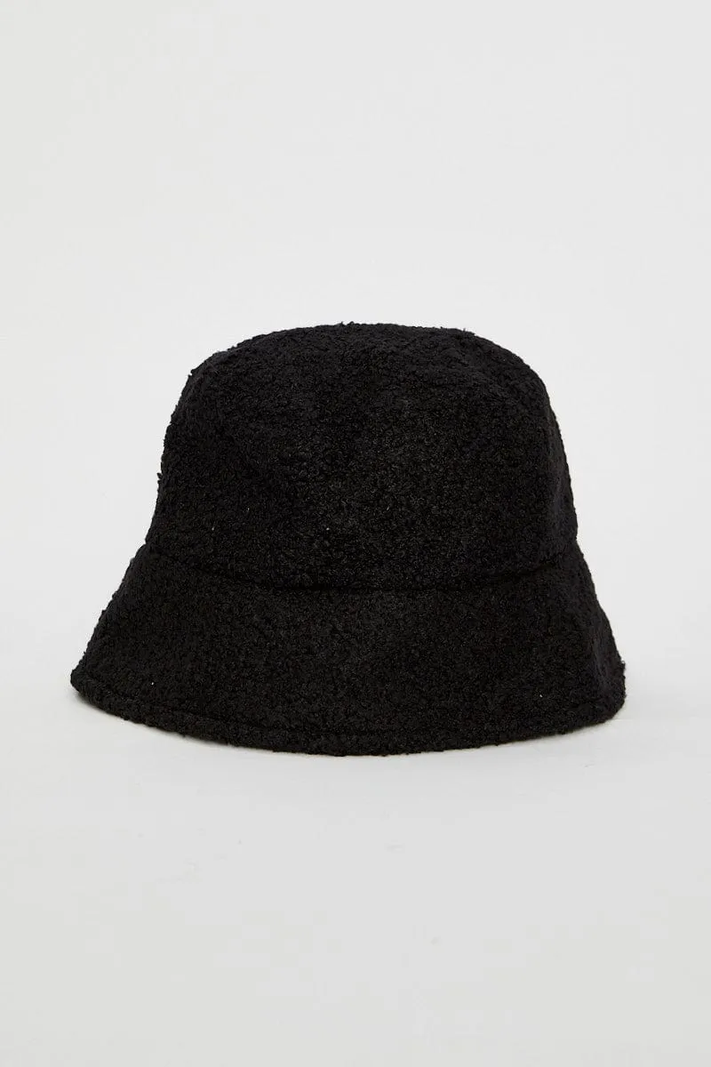Black Fuzzy Bucket Hat