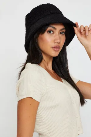 Black Fuzzy Bucket Hat