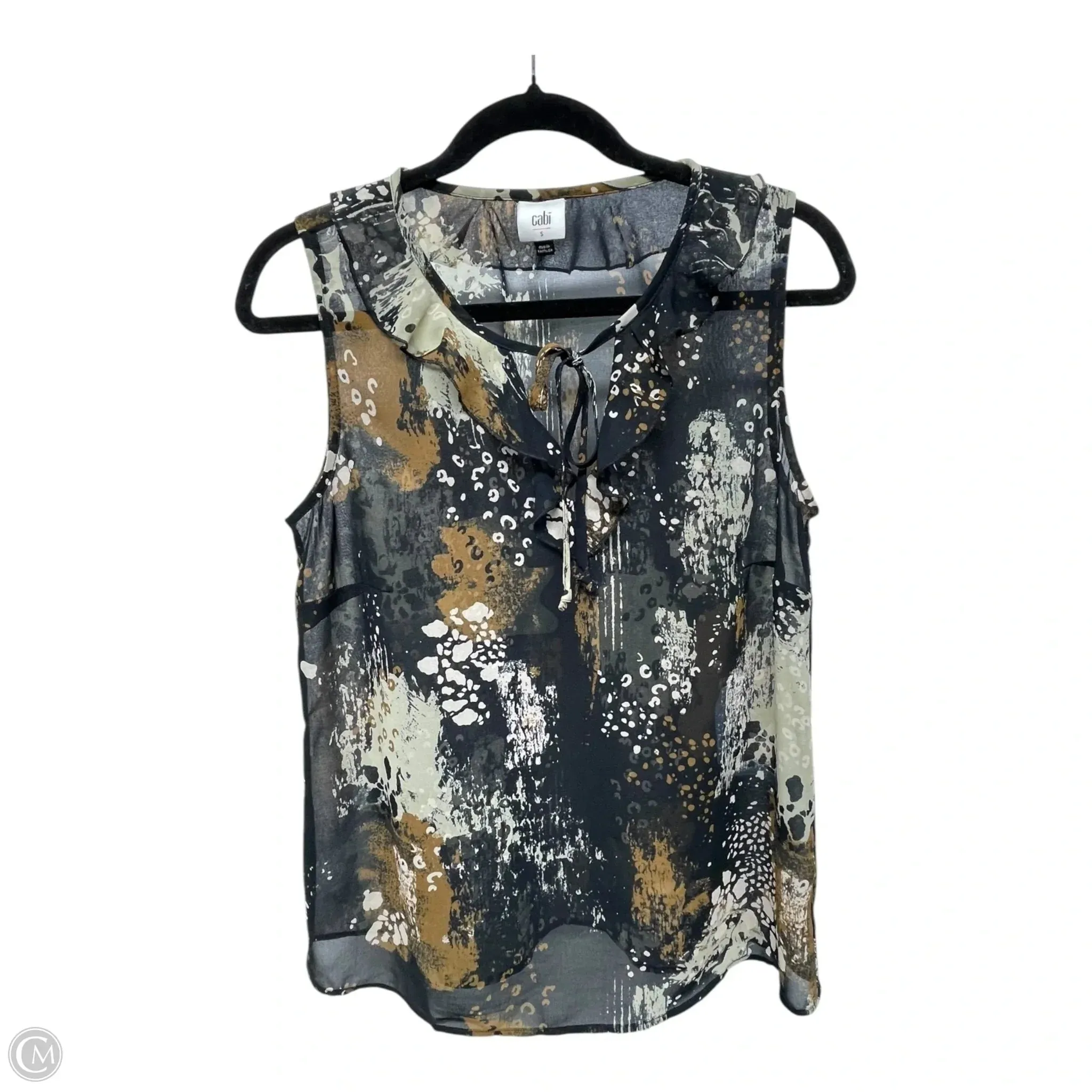 Blouse Sleeveless By Cabi In Black & Brown, Size: S