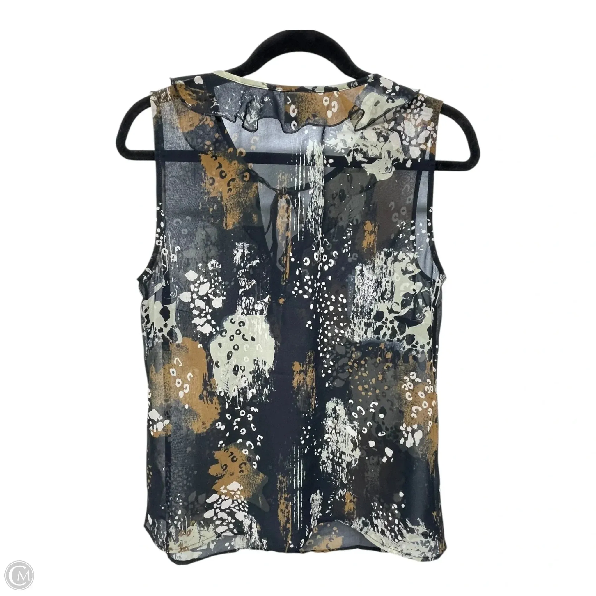 Blouse Sleeveless By Cabi In Black & Brown, Size: S