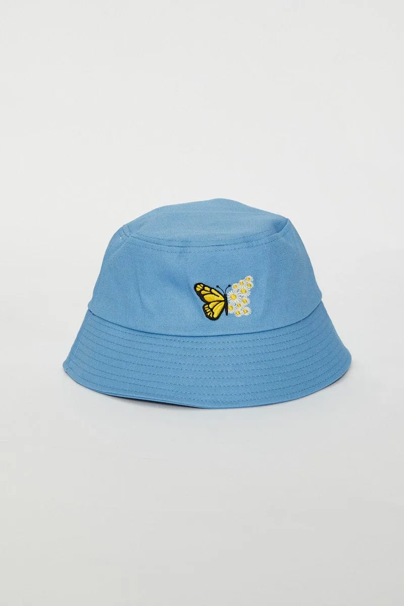 Blue Butterfly & Flower Bucket Hat
