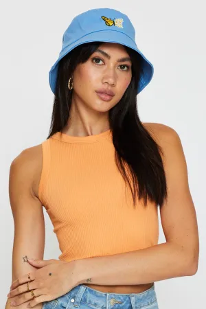 Blue Butterfly & Flower Bucket Hat
