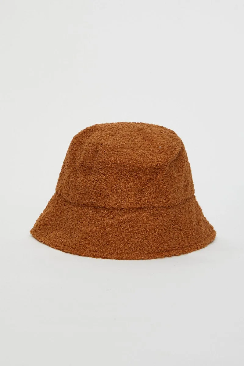 Brown Fuzzy Bucket Hat
