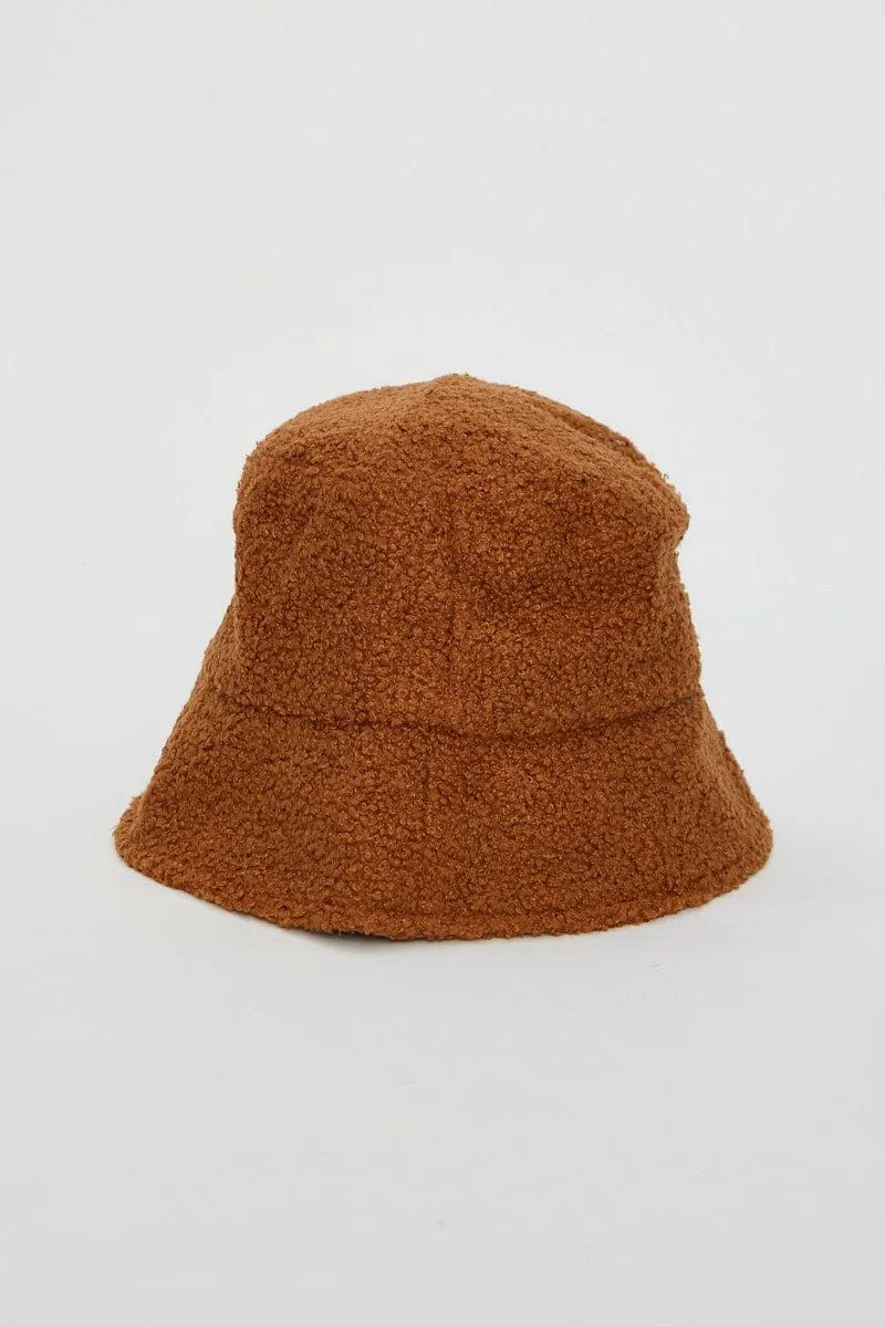 Brown Fuzzy Bucket Hat