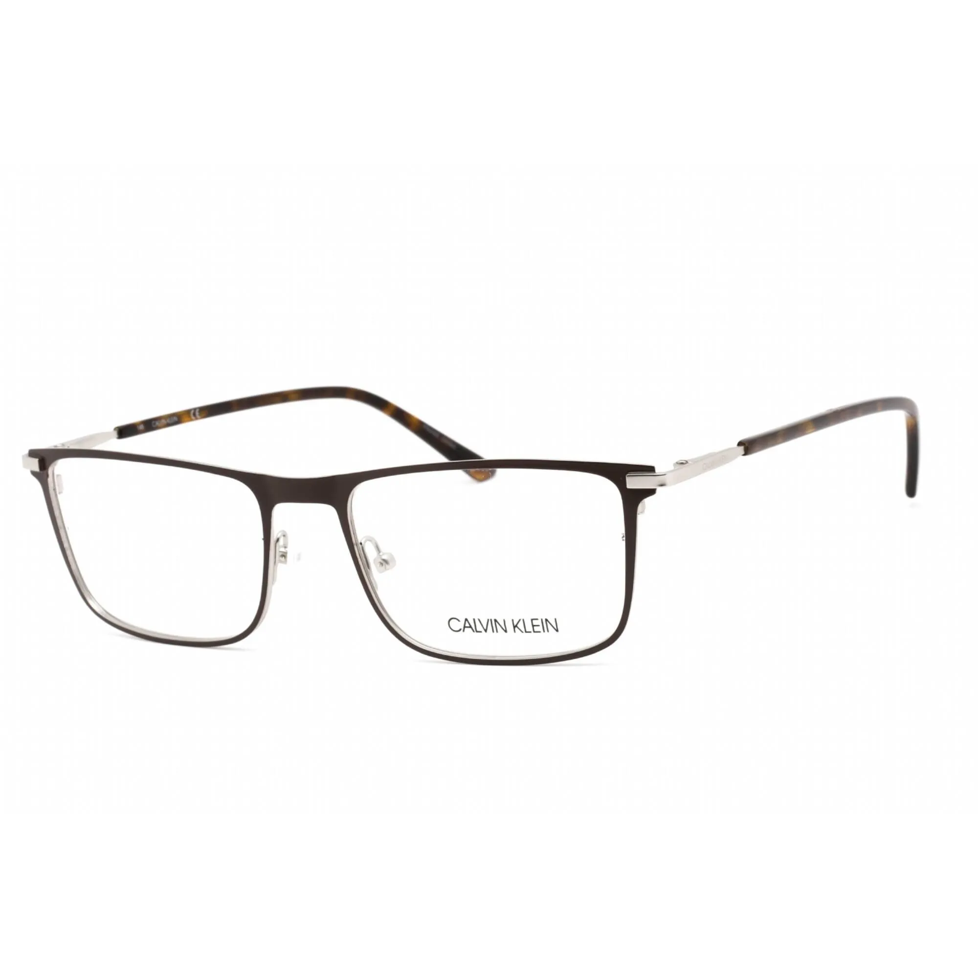 Calvin Klein Men's Eyeglasses - Matte Dark Brown Metal Rectangular Frame | CK20304 201