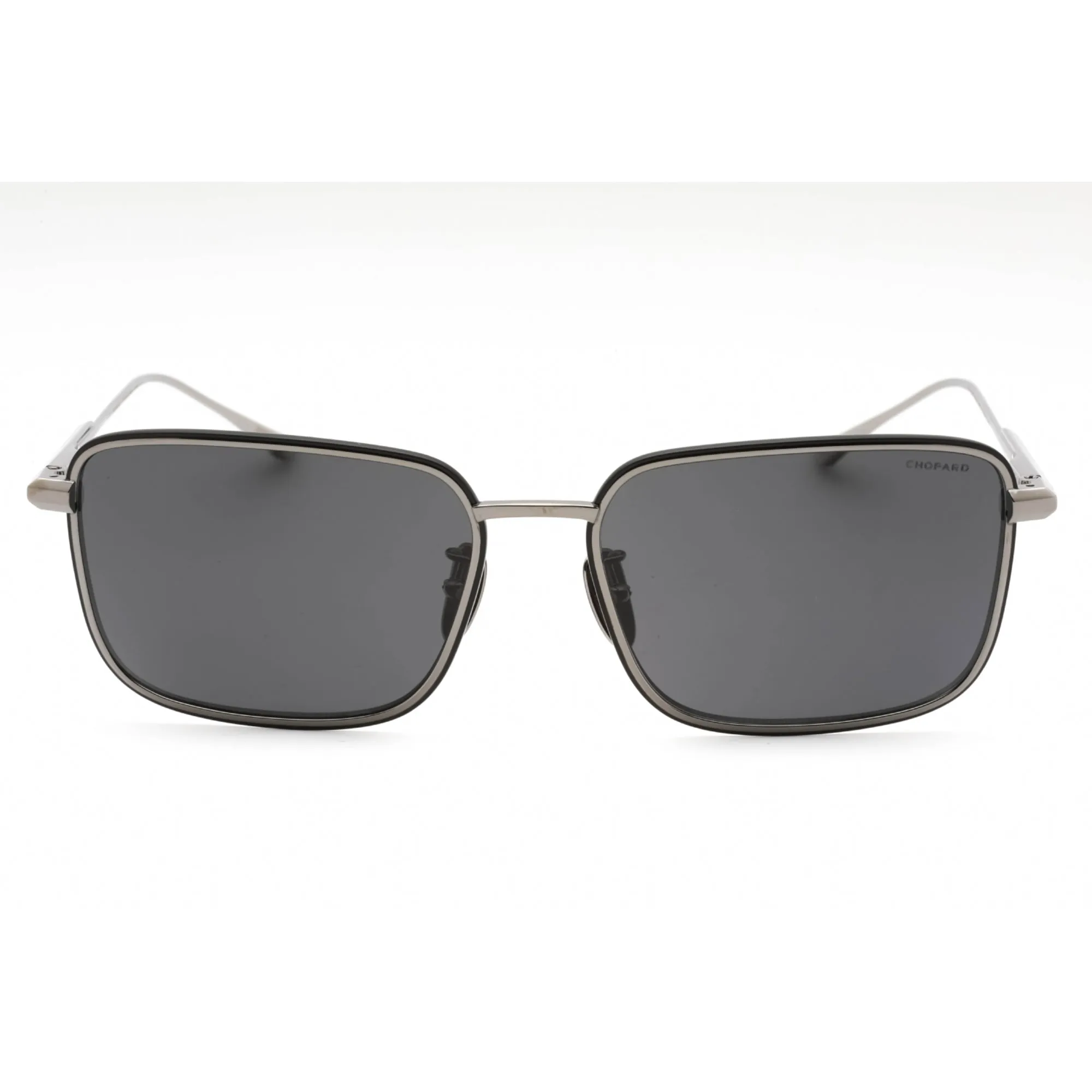Chopard Men's Sunglasses - Shiny Ruthenium Silver Rectangular Frame | SCHF84M K56P