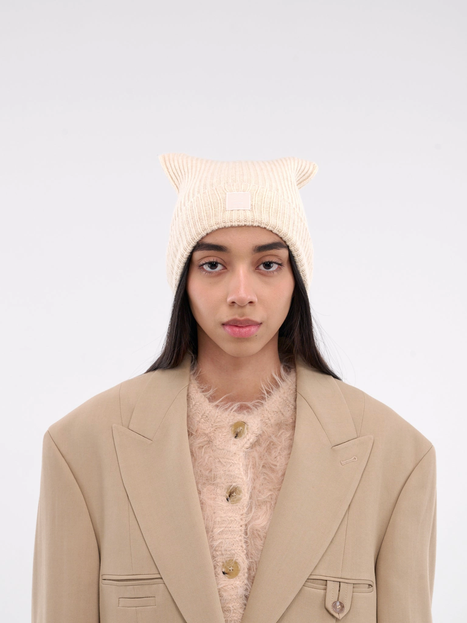 Face Logo Square Beanie (C40392-OATMEAL-MELANGE)