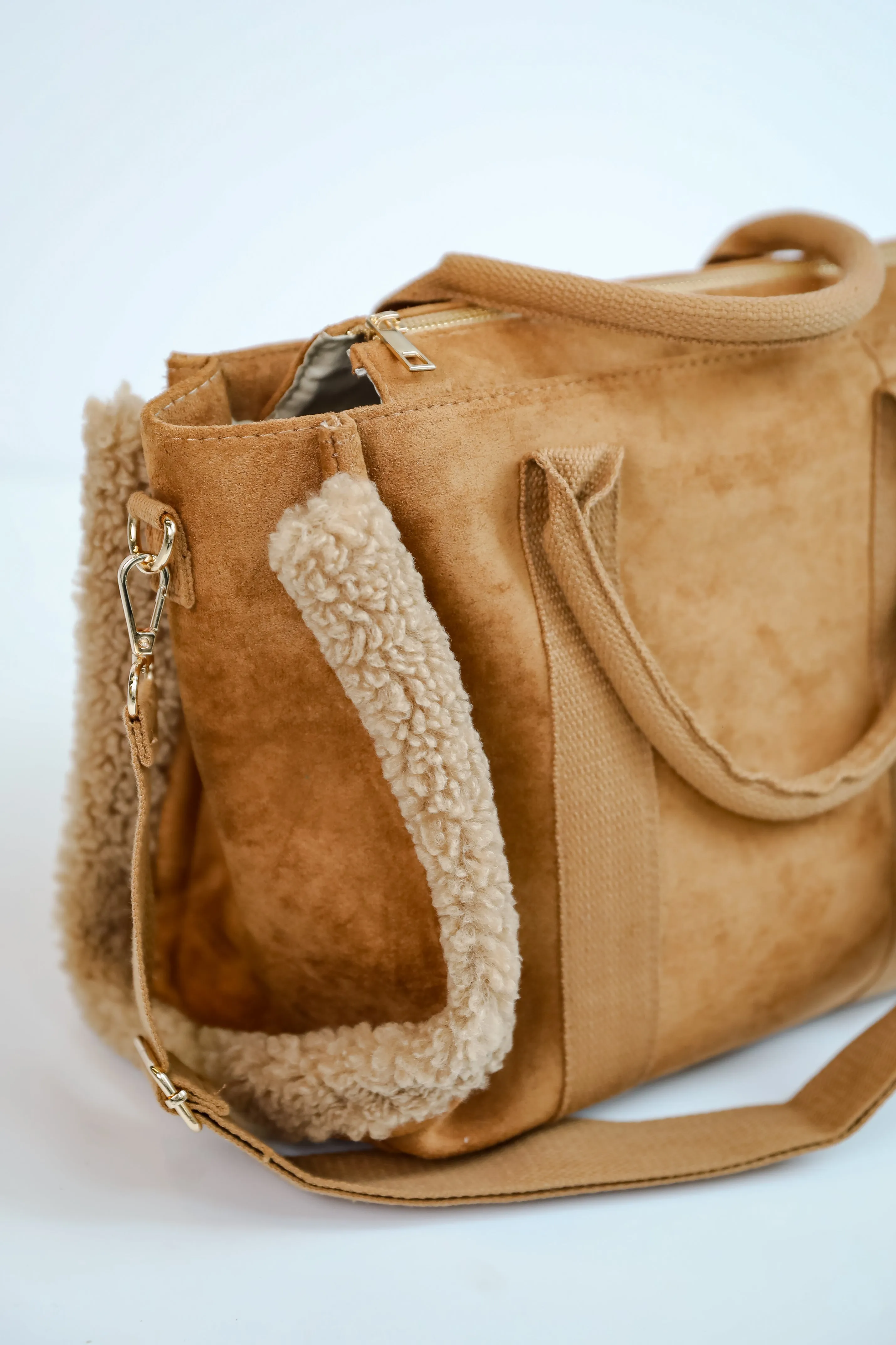 FINAL SALE - Cozy Aesthetic Brown Suede Crossbody Bag