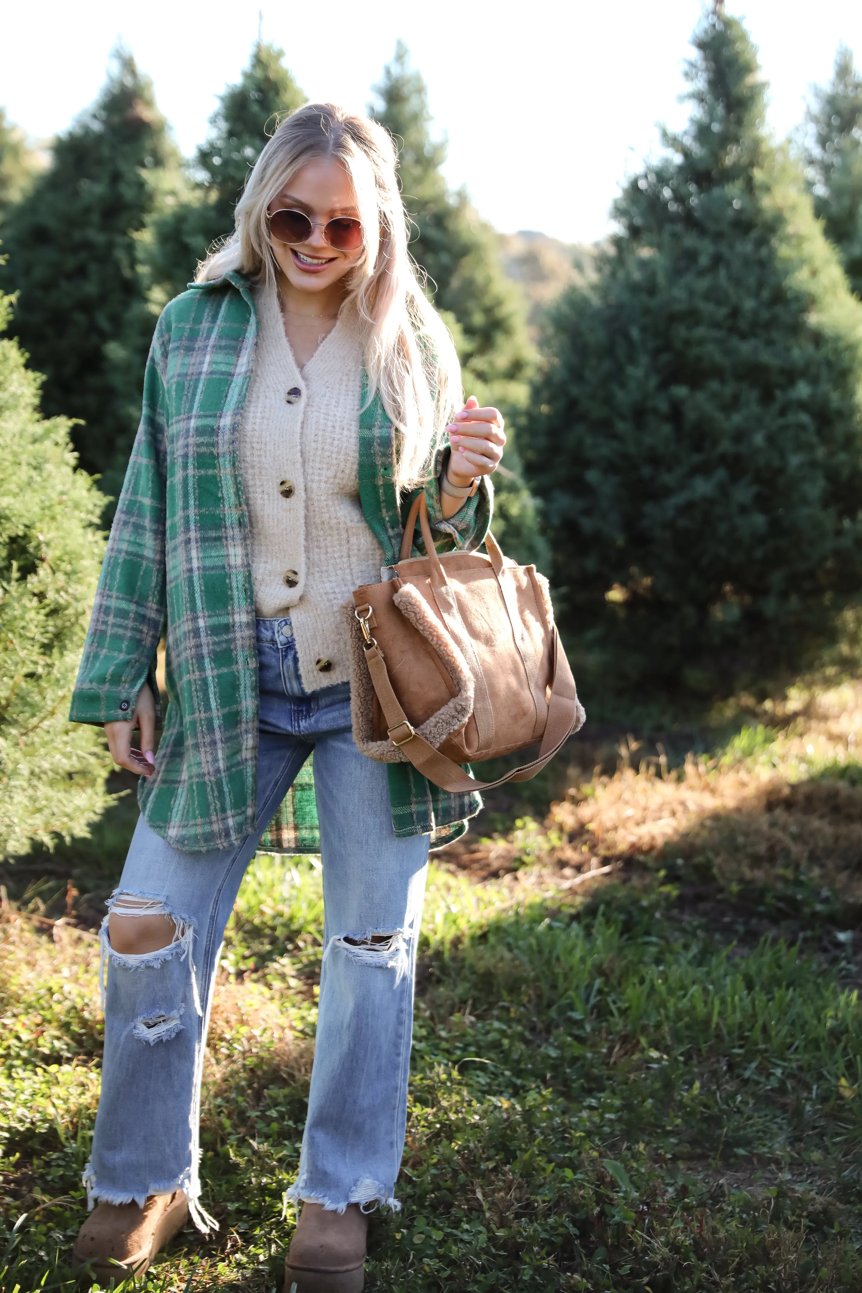 FINAL SALE - Cozy Aesthetic Brown Suede Crossbody Bag