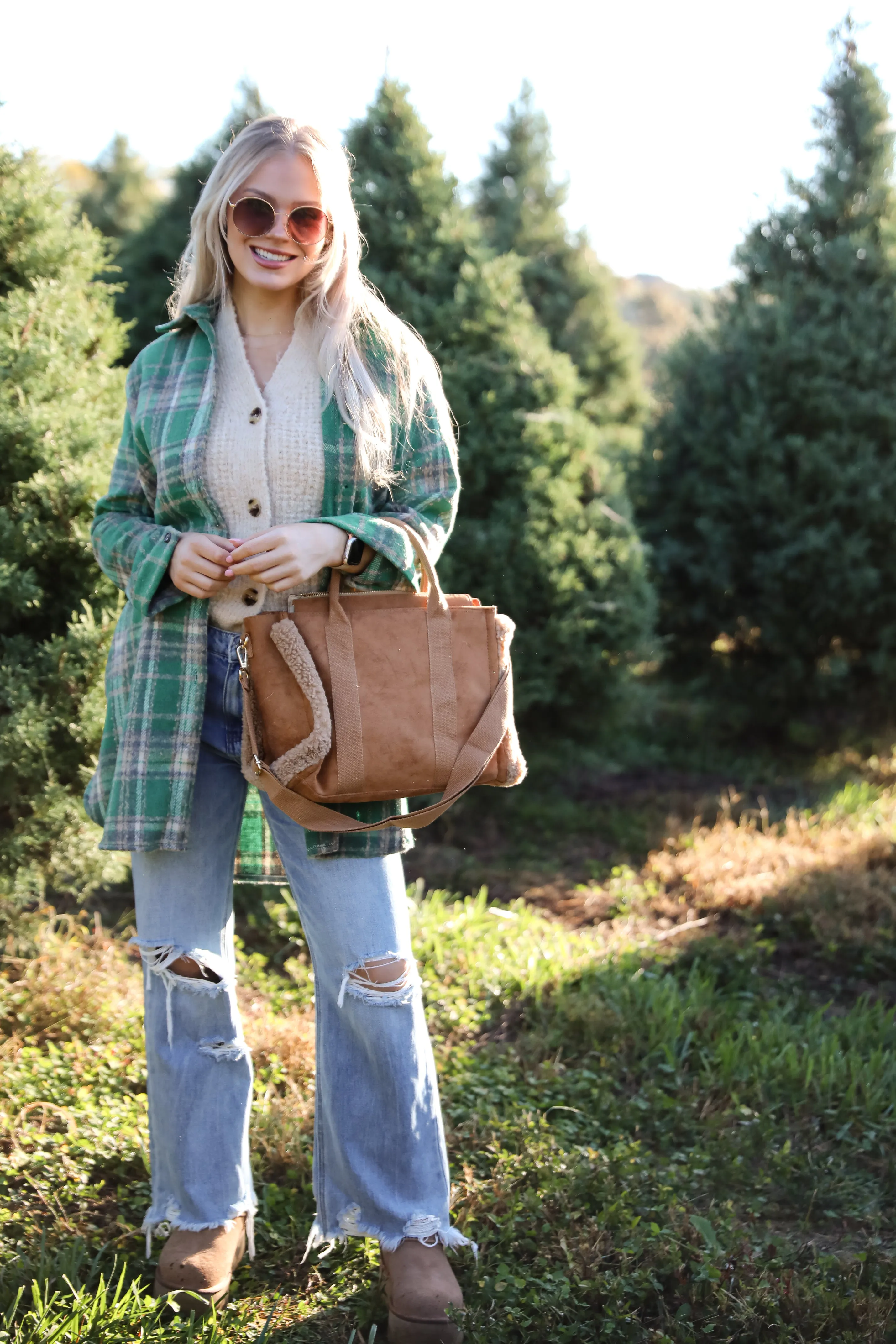 FINAL SALE - Cozy Aesthetic Brown Suede Crossbody Bag