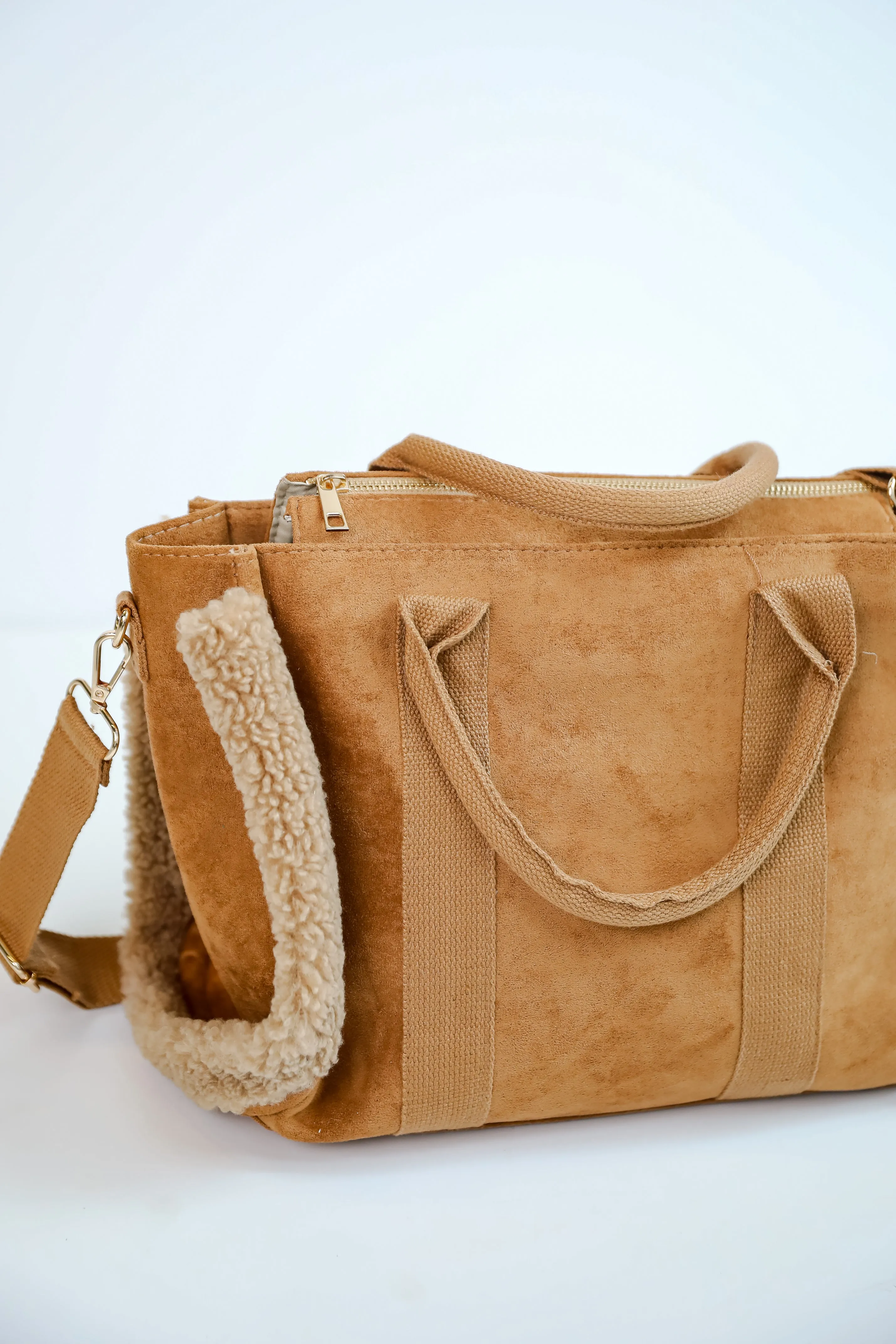 FINAL SALE - Cozy Aesthetic Brown Suede Crossbody Bag