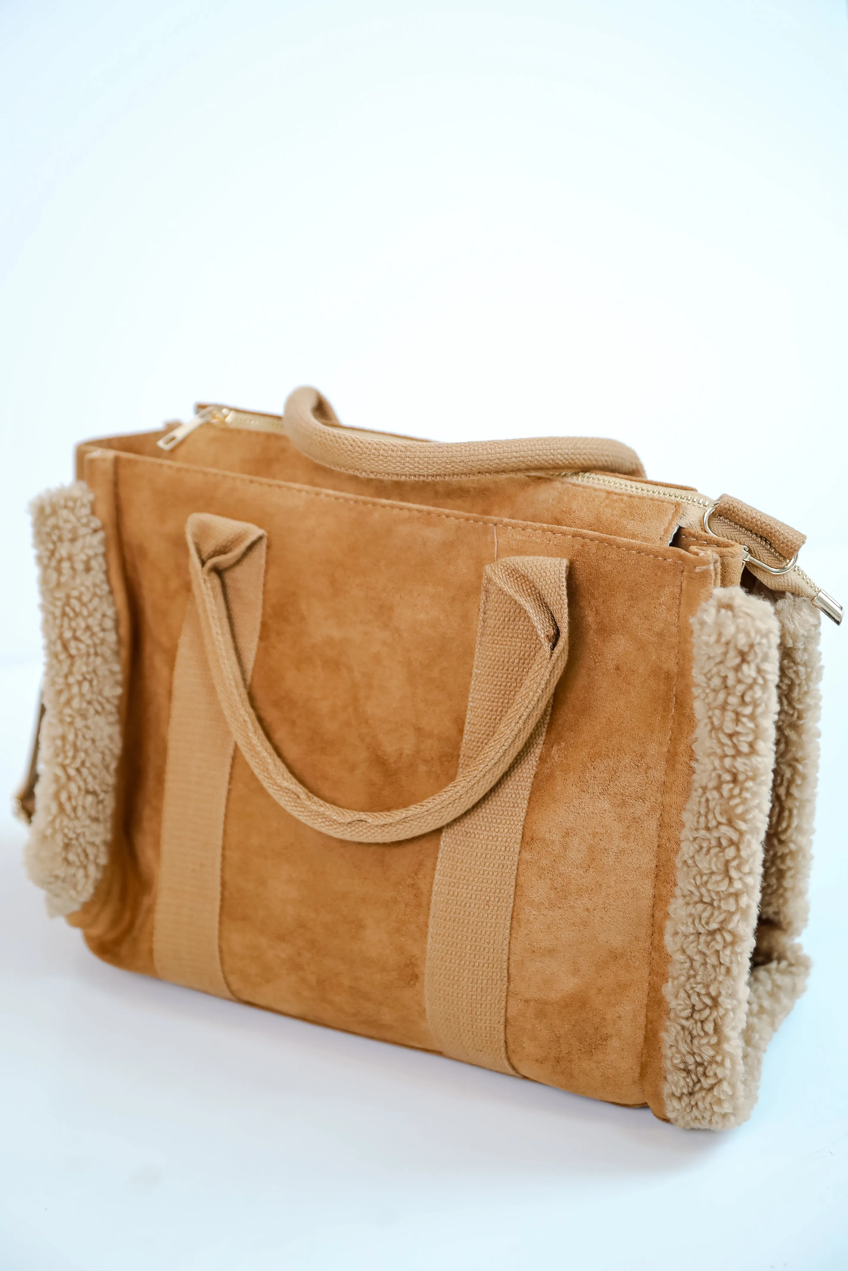 FINAL SALE - Cozy Aesthetic Brown Suede Crossbody Bag