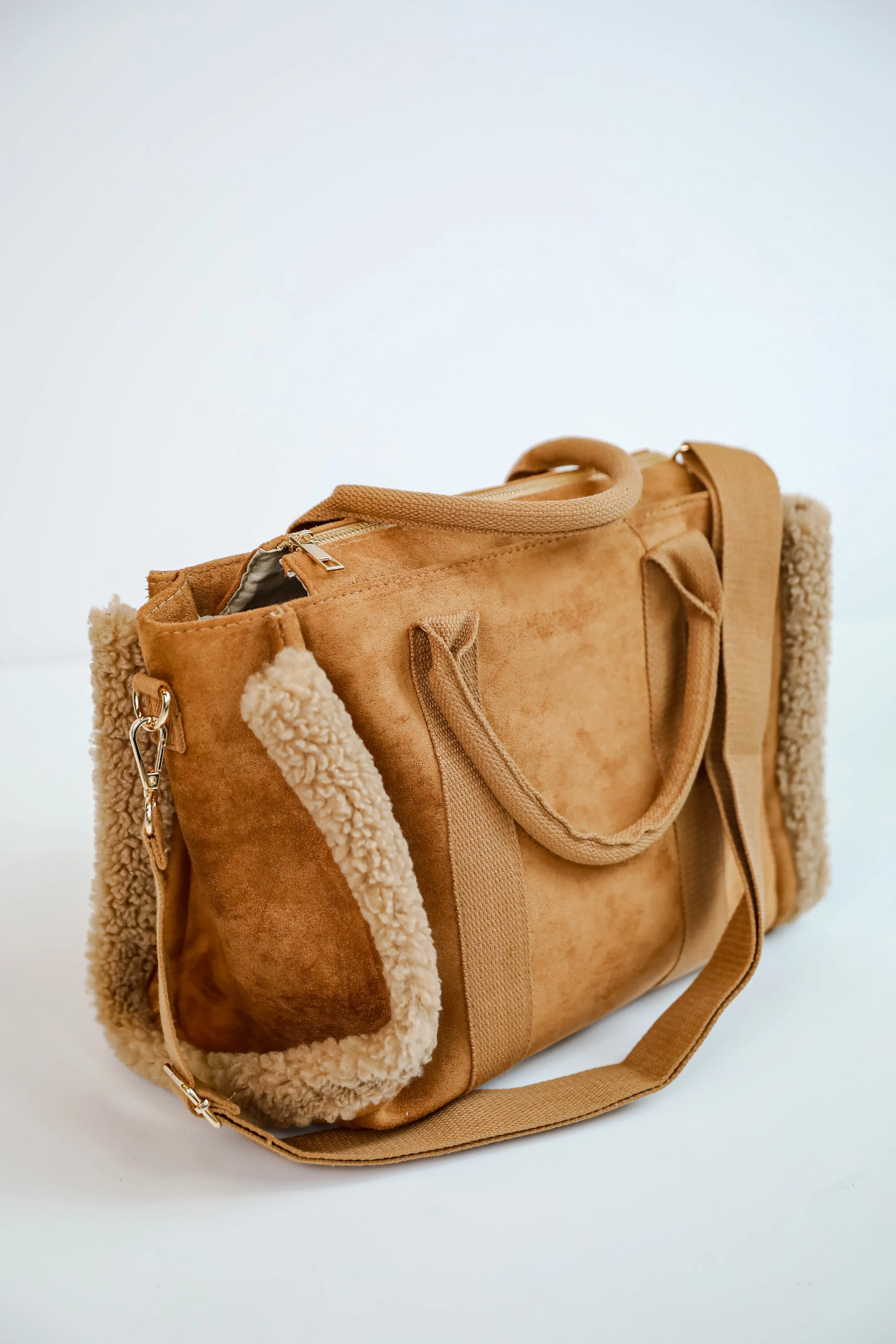 FINAL SALE - Cozy Aesthetic Brown Suede Crossbody Bag