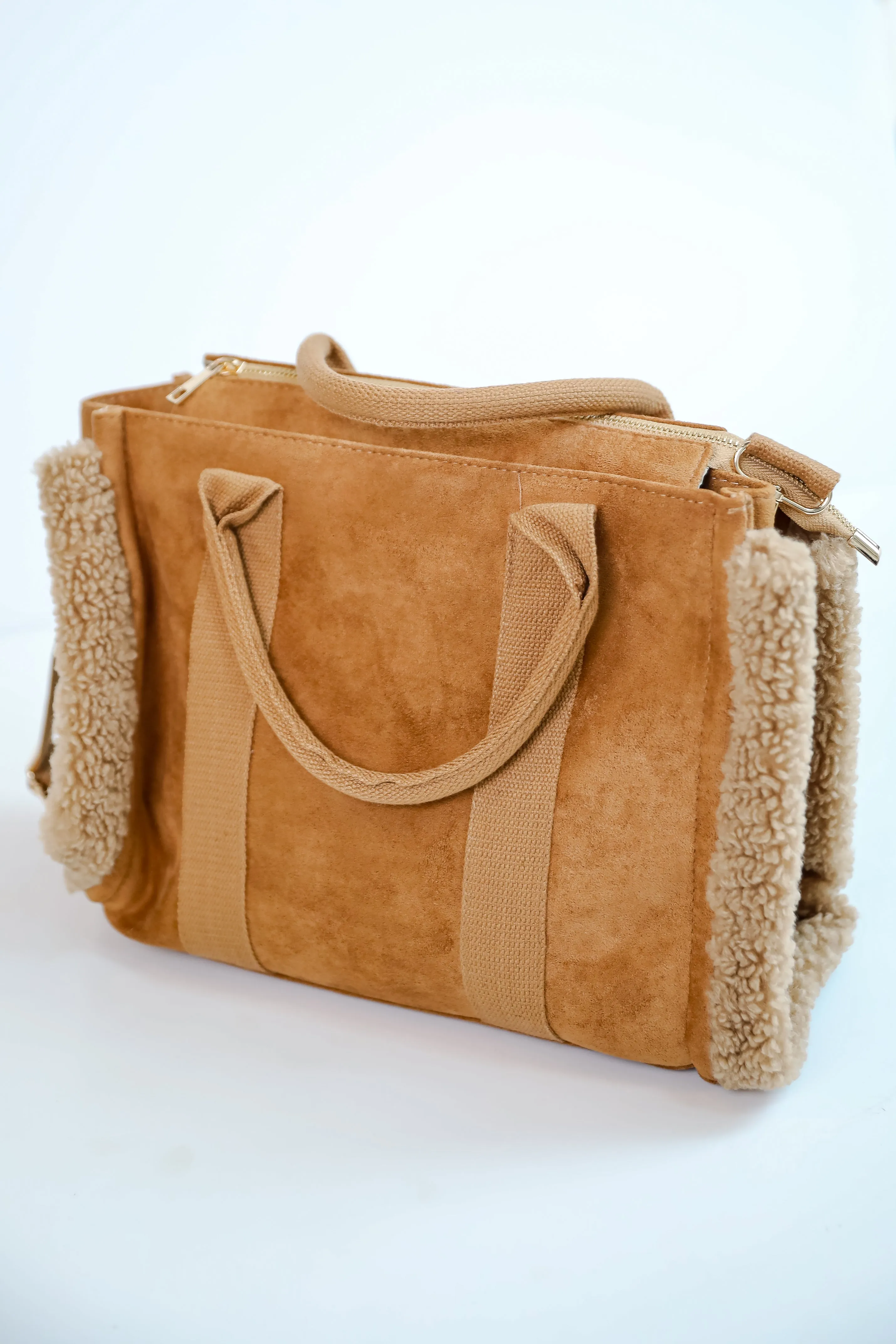 FINAL SALE - Cozy Aesthetic Brown Suede Crossbody Bag