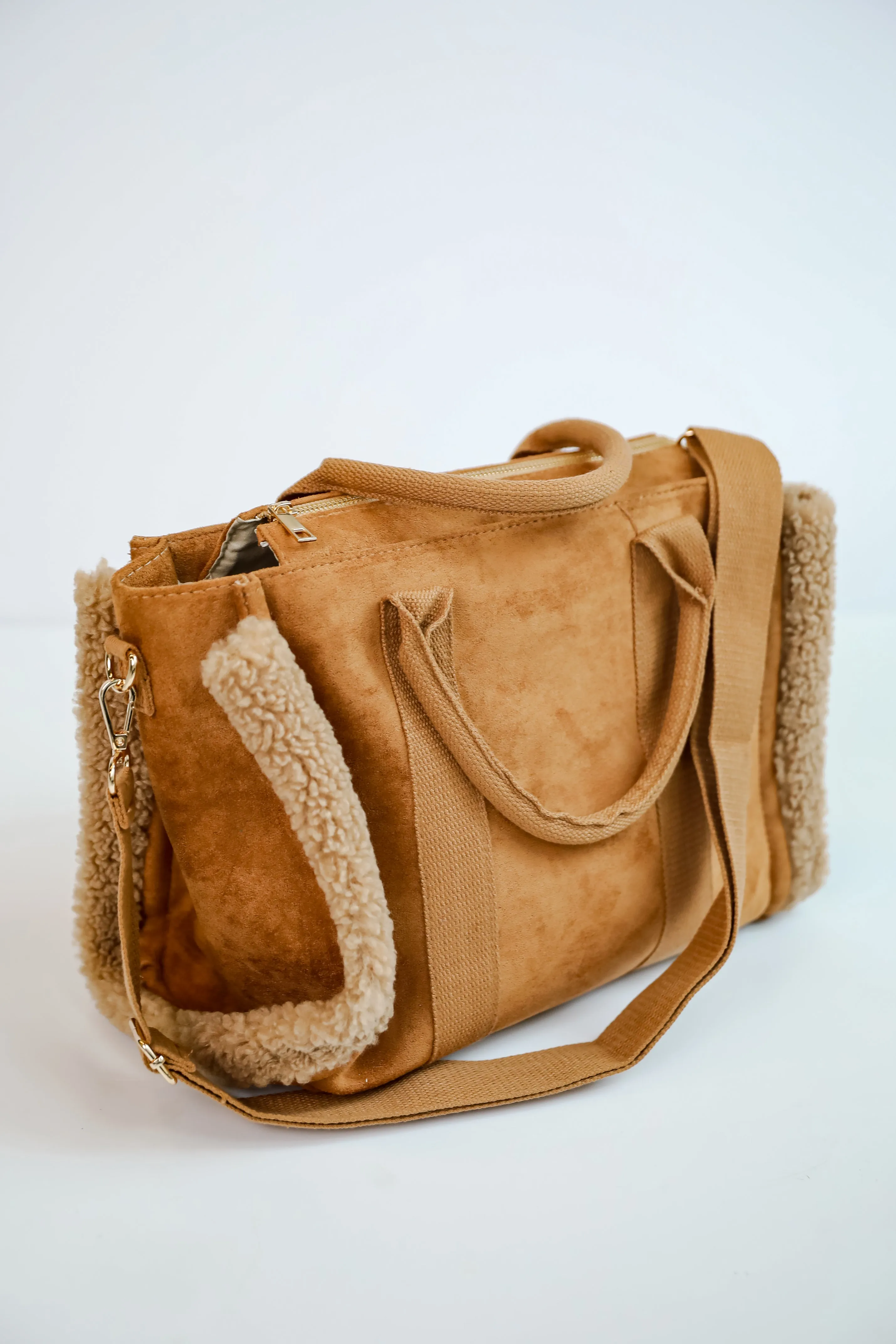 FINAL SALE - Cozy Aesthetic Brown Suede Crossbody Bag