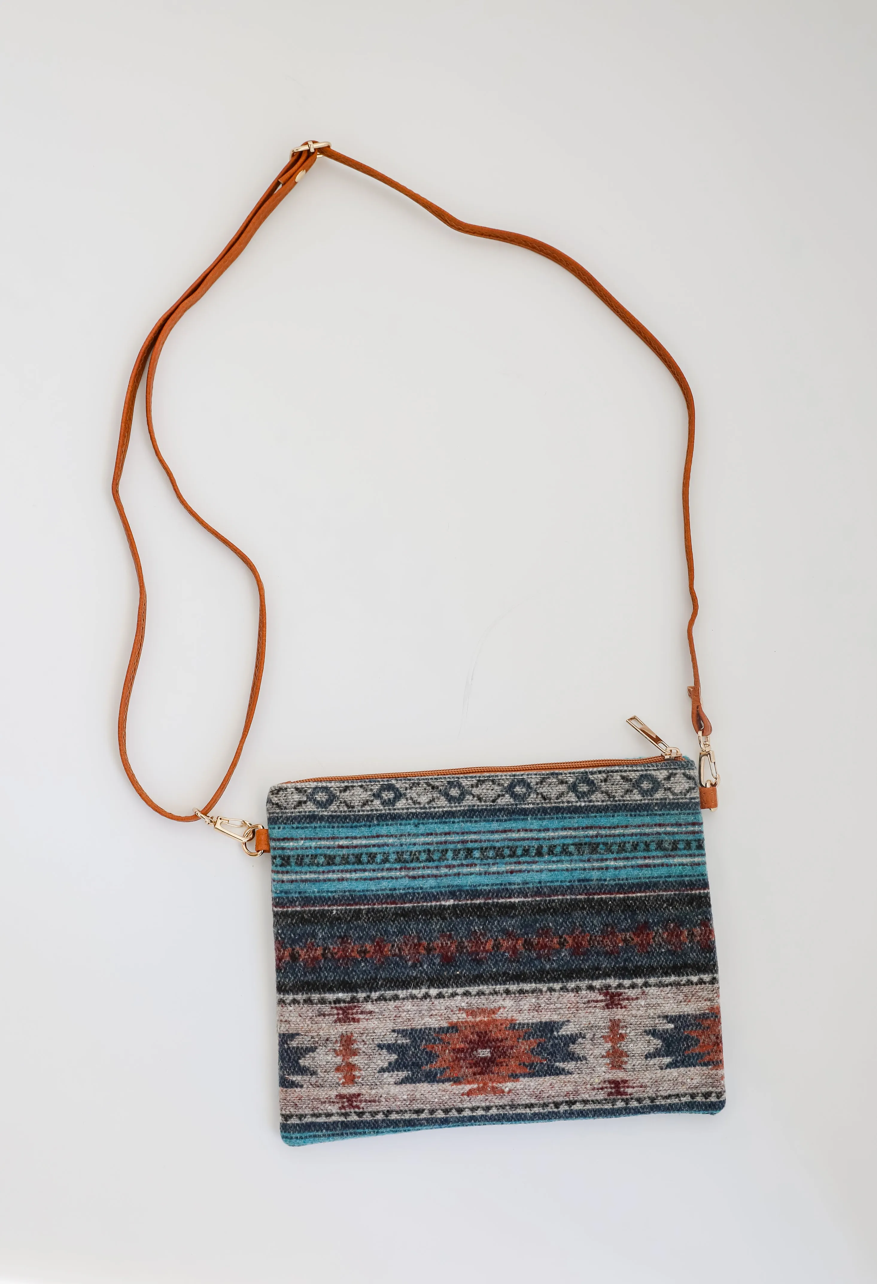 FINAL SALE - Curated Energy Teal Aztec Crossbody Bag