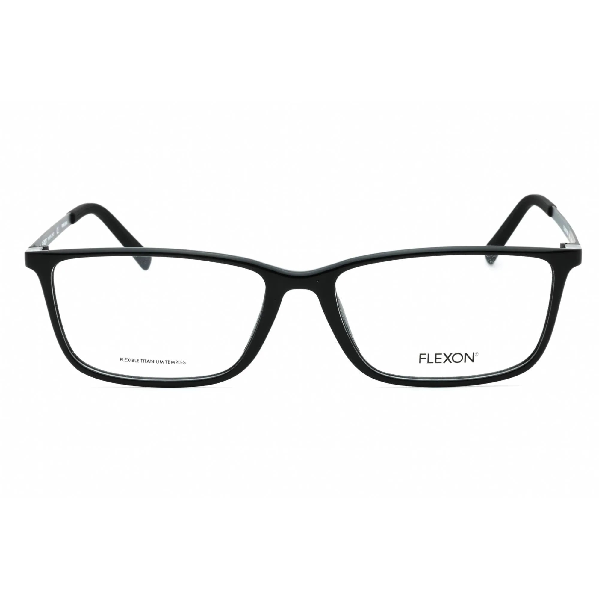 Flexon Men's Eyeglasses - Shiny Black Rectangular Full Rim Frame | FLEXON EP8014 001