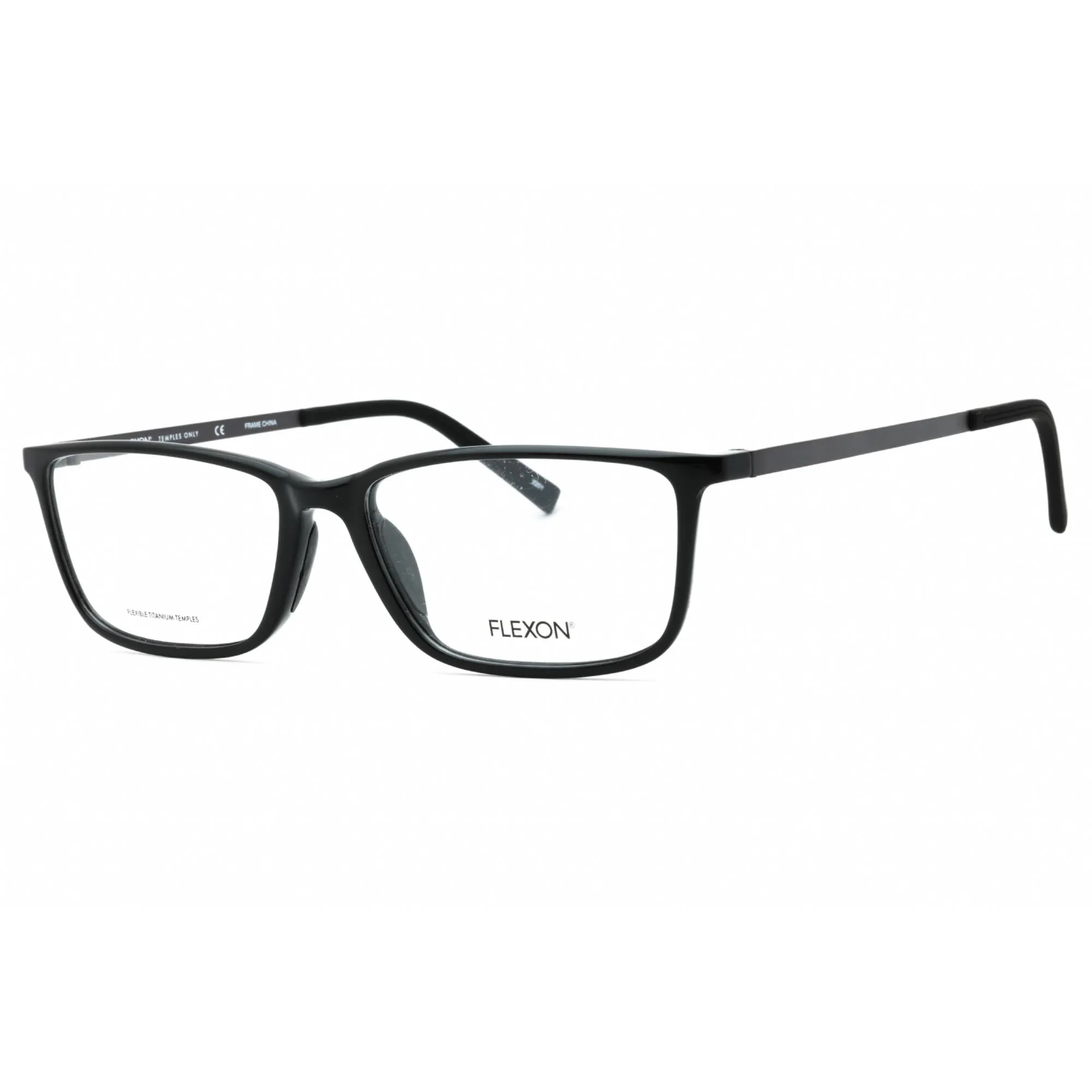 Flexon Men's Eyeglasses - Shiny Black Rectangular Full Rim Frame | FLEXON EP8014 001