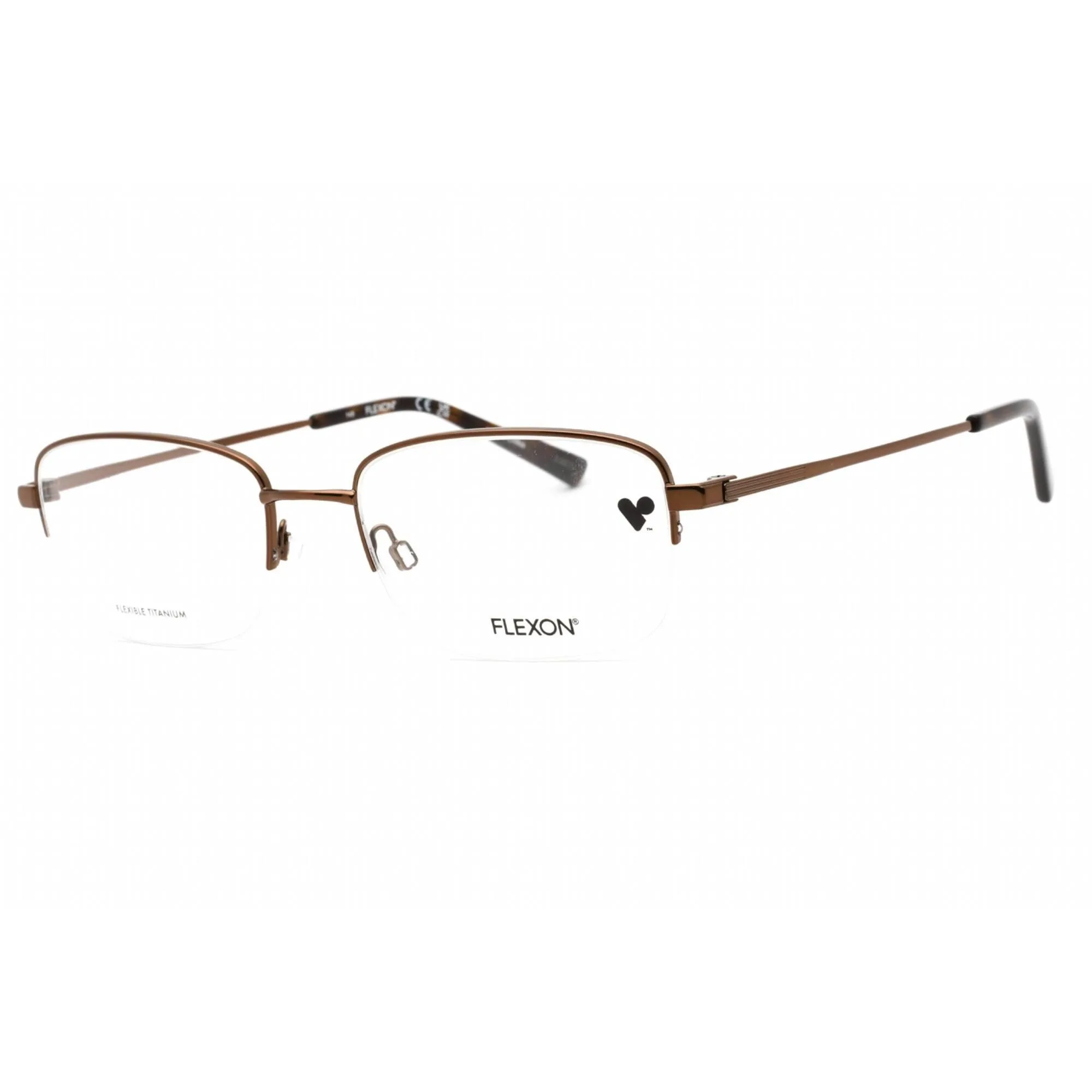 Flexon Men's Eyeglasses - Shiny Coffee Half Rim Rectangular Frame | FLEXON H6055 205