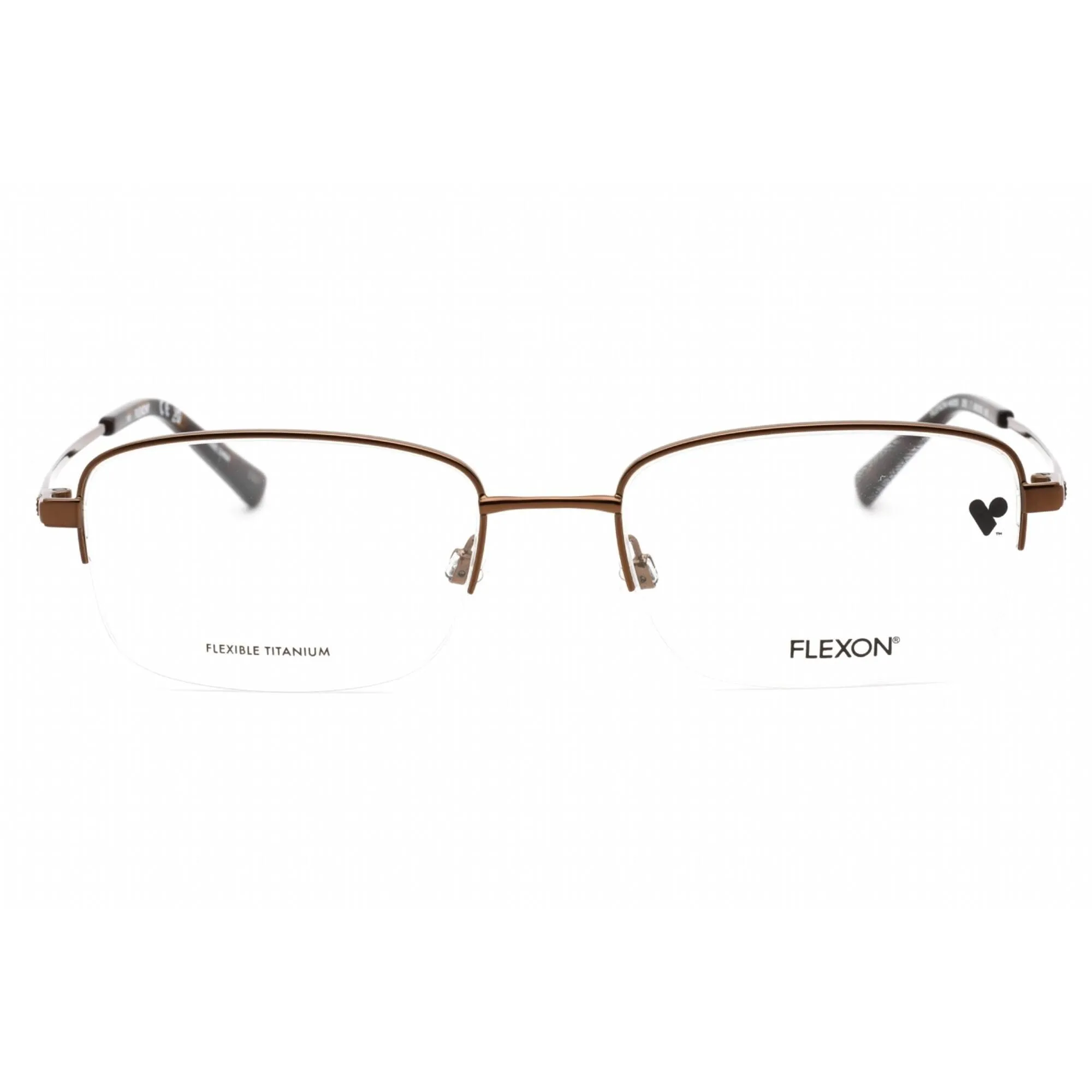 Flexon Men's Eyeglasses - Shiny Coffee Half Rim Rectangular Frame | FLEXON H6055 205