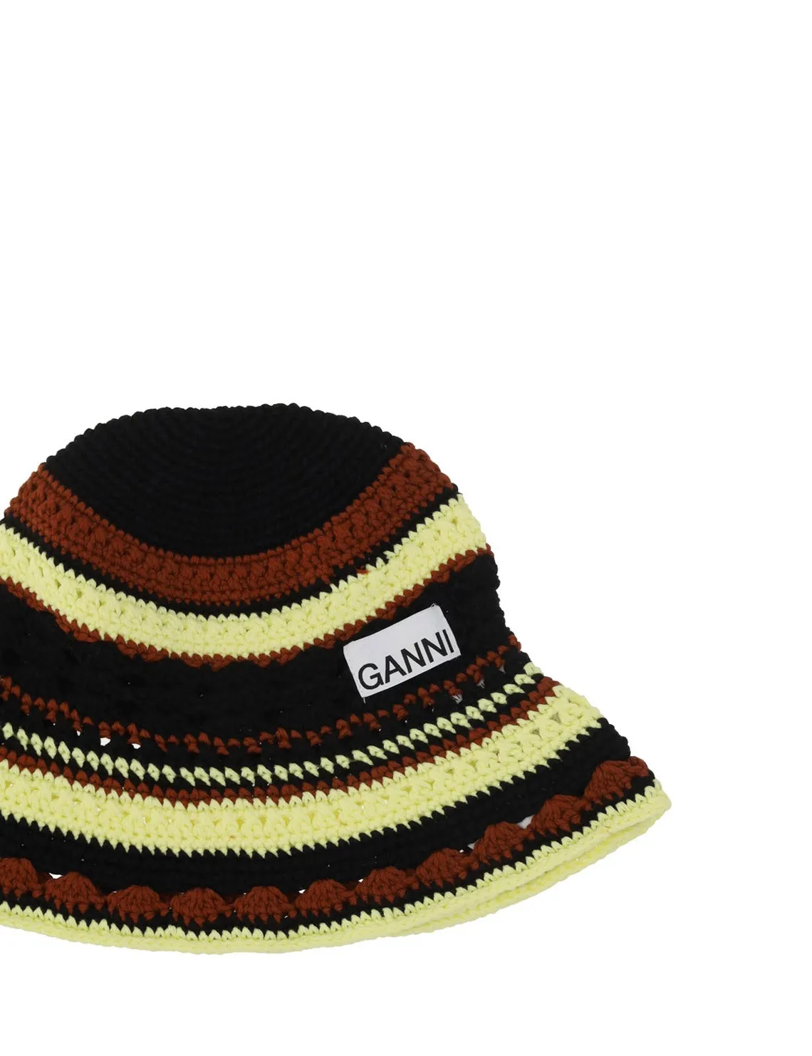 Ganni Logo Patch Crochet Bucket Hat