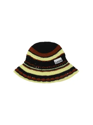 Ganni Logo Patch Crochet Bucket Hat