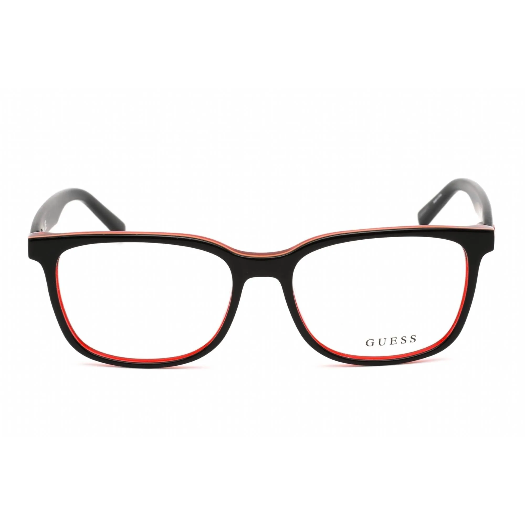 Guess Men's Eyeglasses - Full Rim Rectangular Black/Red Plastic Frame | GU50034 005
