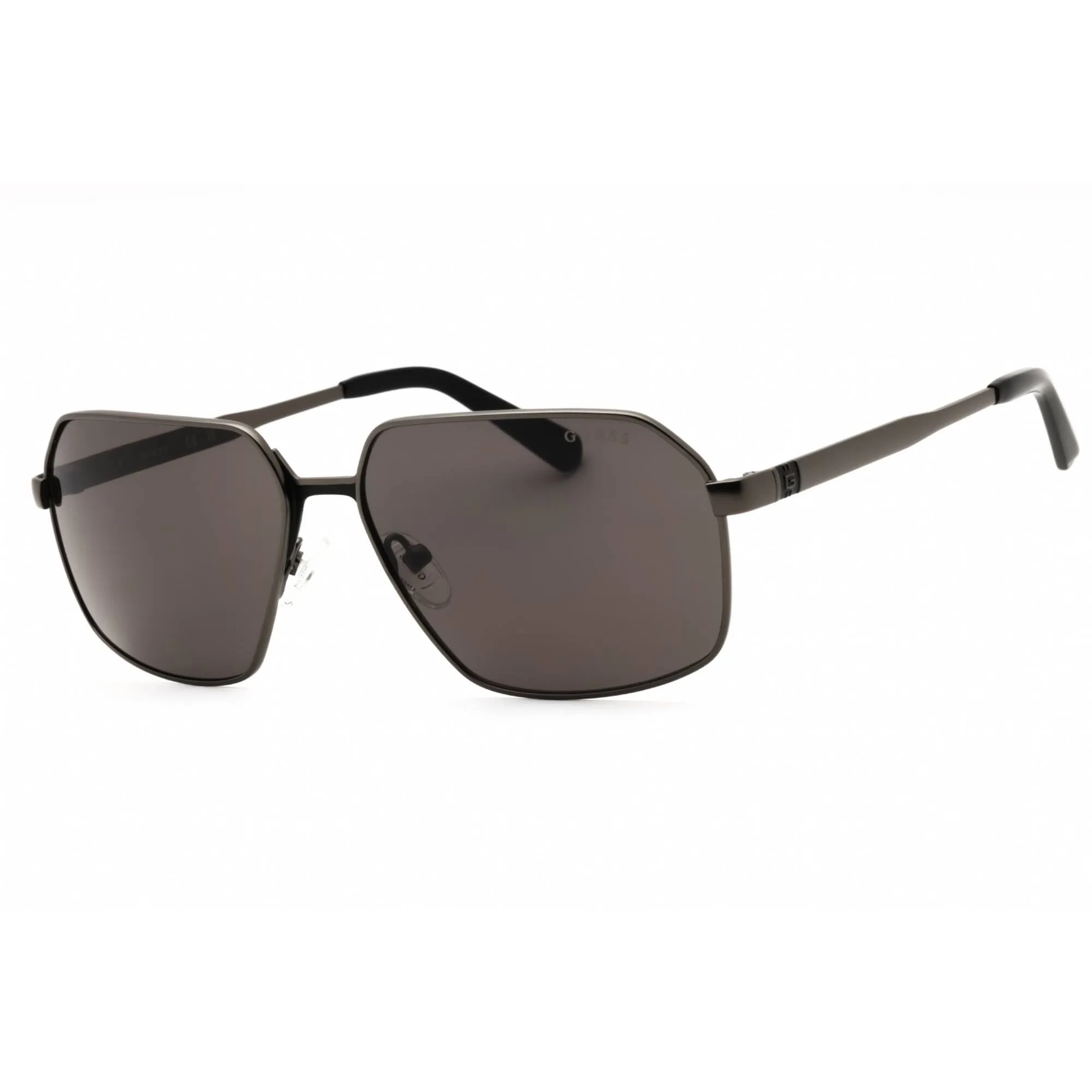 Guess Men's Sunglasses - Matte Gunmetal Metal Geometric Frame Smoke Lens | GU00071 09A