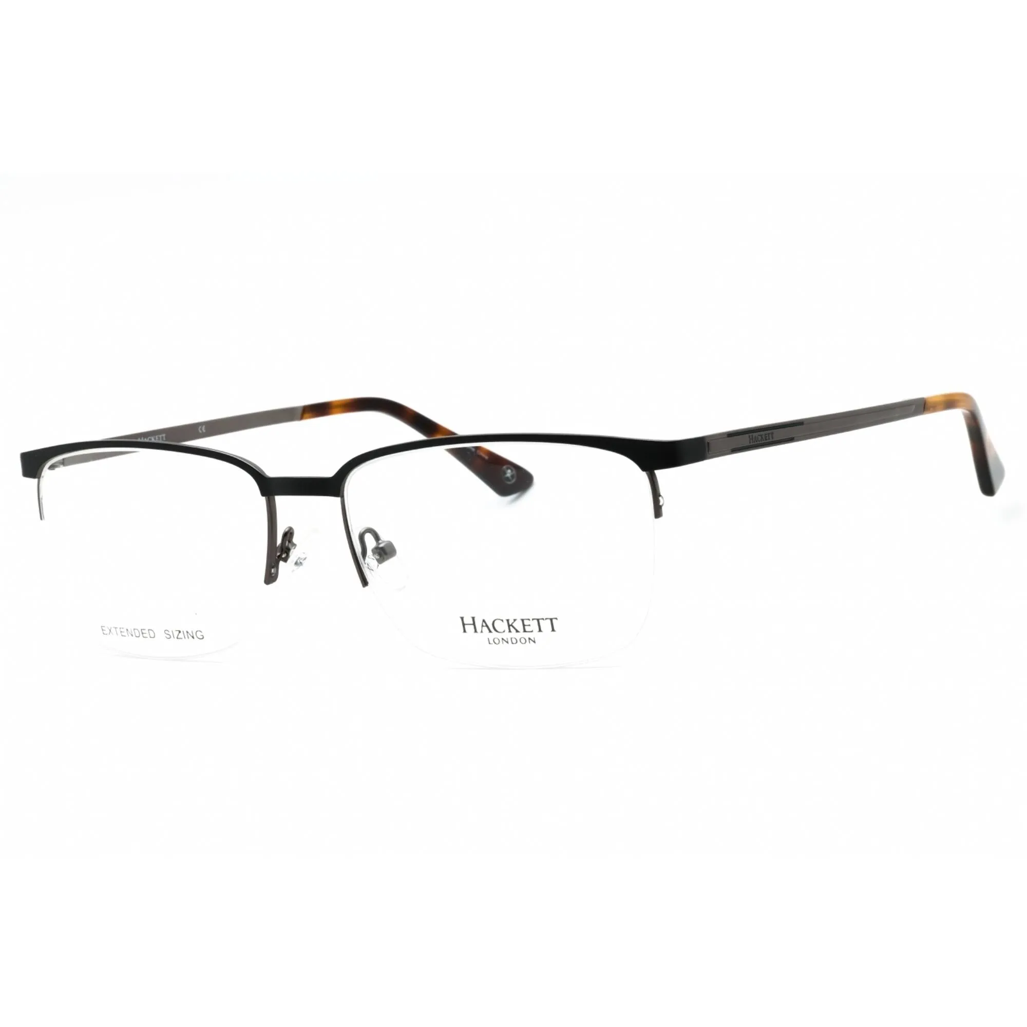 Hackett Men's Eyeglasses - Black Metal Half Rim Rectangular Frame | HEK1241-1 002