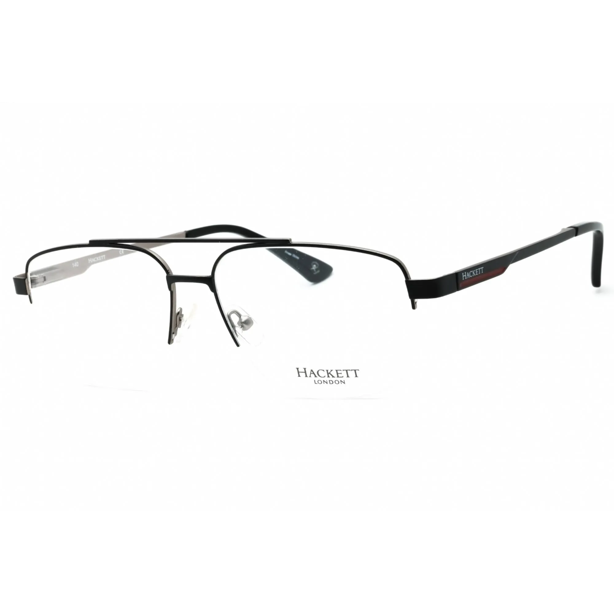 Hackett Men's Eyeglasses - Black Metal Half Rim Rectangular Shape Frame| HEK1263 002