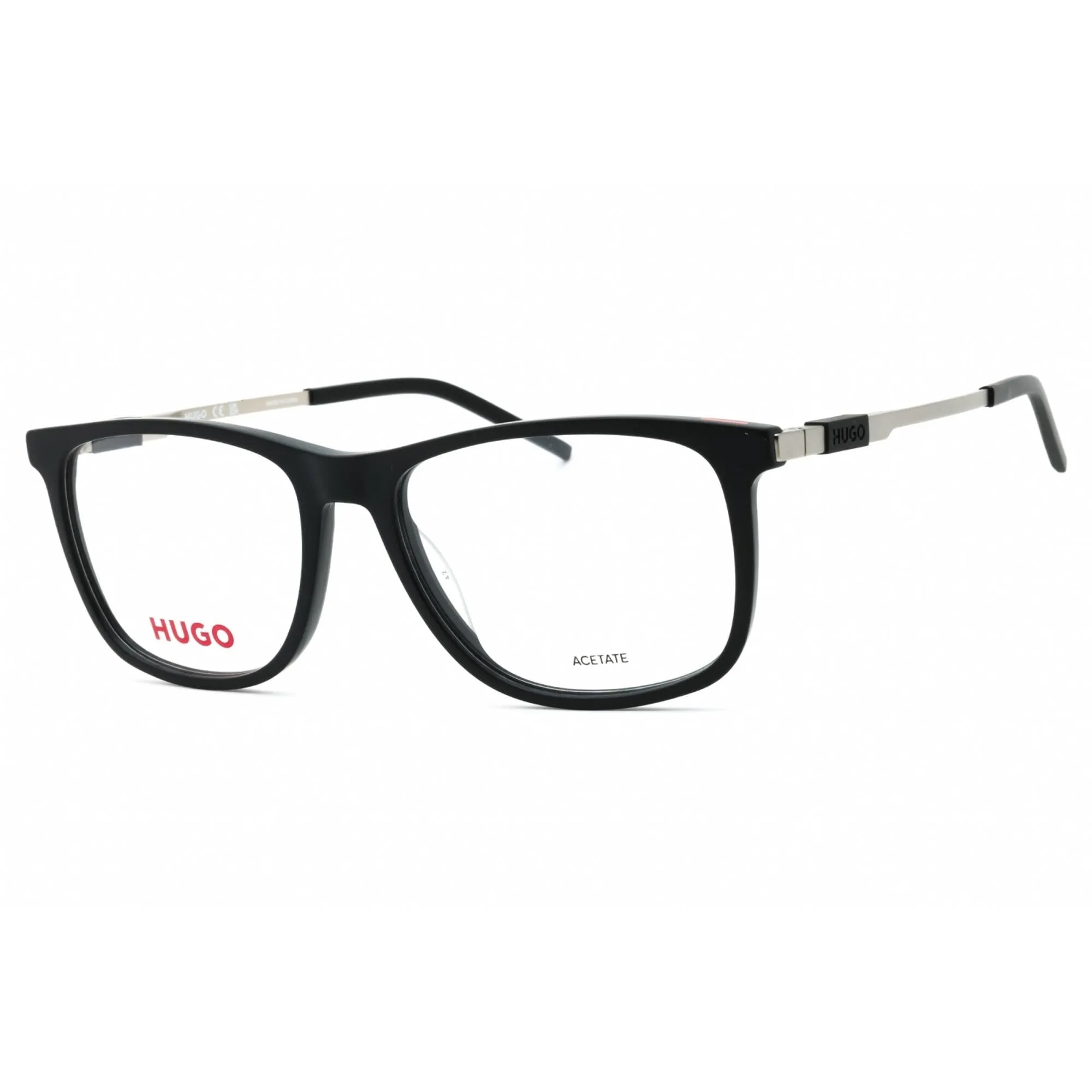 Hugo Men's Eyeglasses - Matte Black Metal Square Full Rim Frame | HG 1153 0003 00
