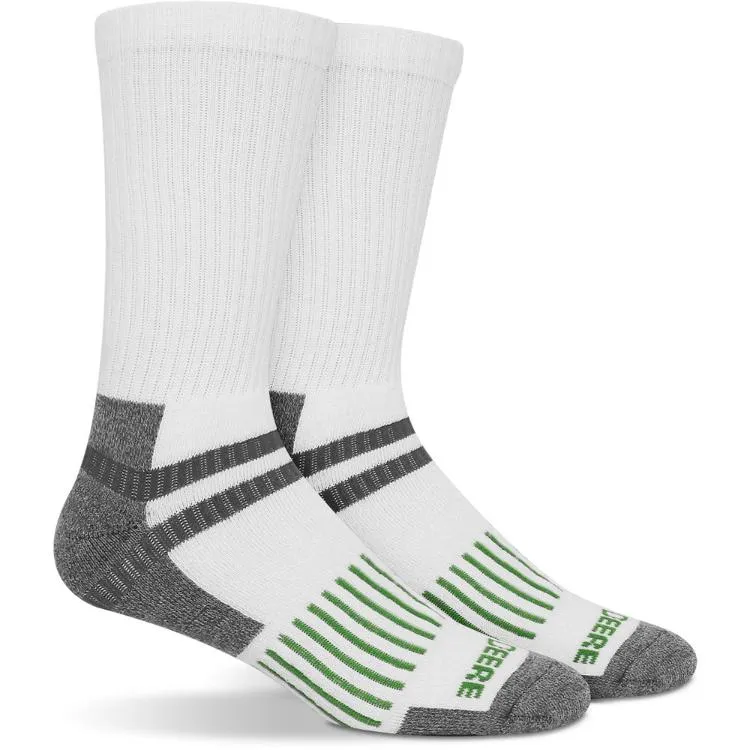 John Deere 5 Pack Crew Work Socks - Black. Grey & White (Assorted)