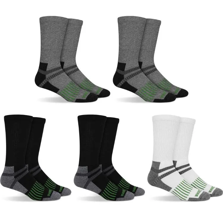 John Deere 5 Pack Crew Work Socks - Black. Grey & White (Assorted)
