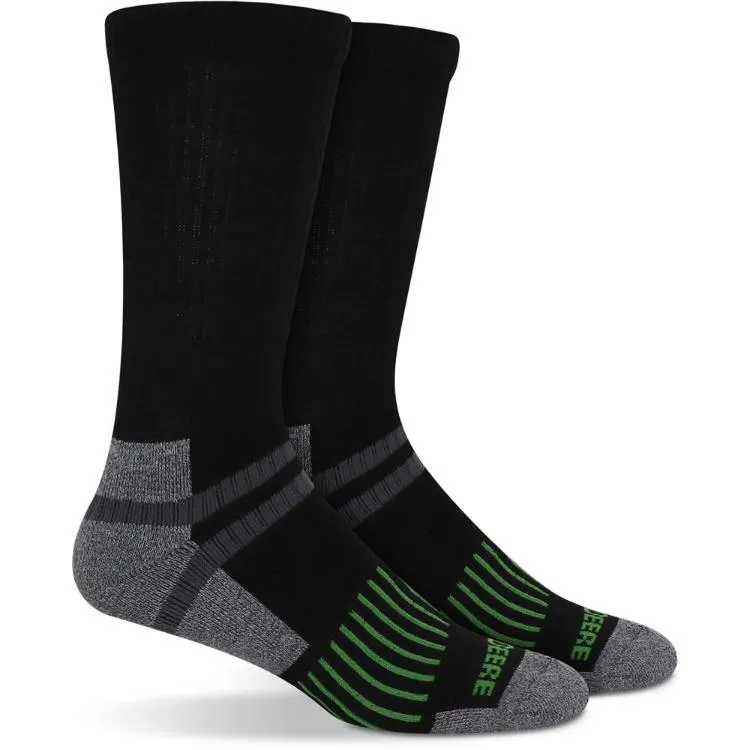 John Deere 5 Pack Crew Work Socks - Black. Grey & White (Assorted)