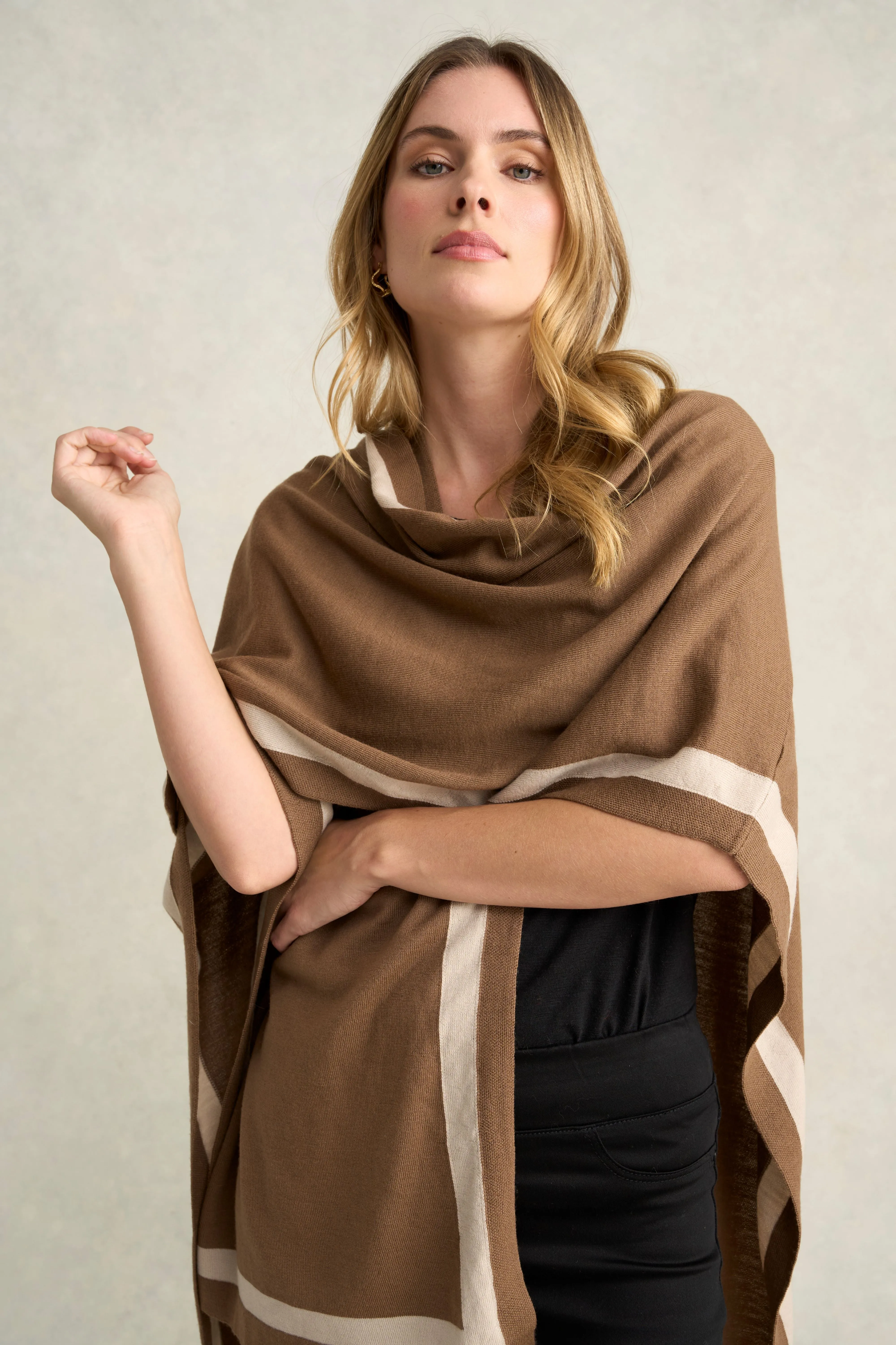 Julie Merino Wrap - Tan & Cream