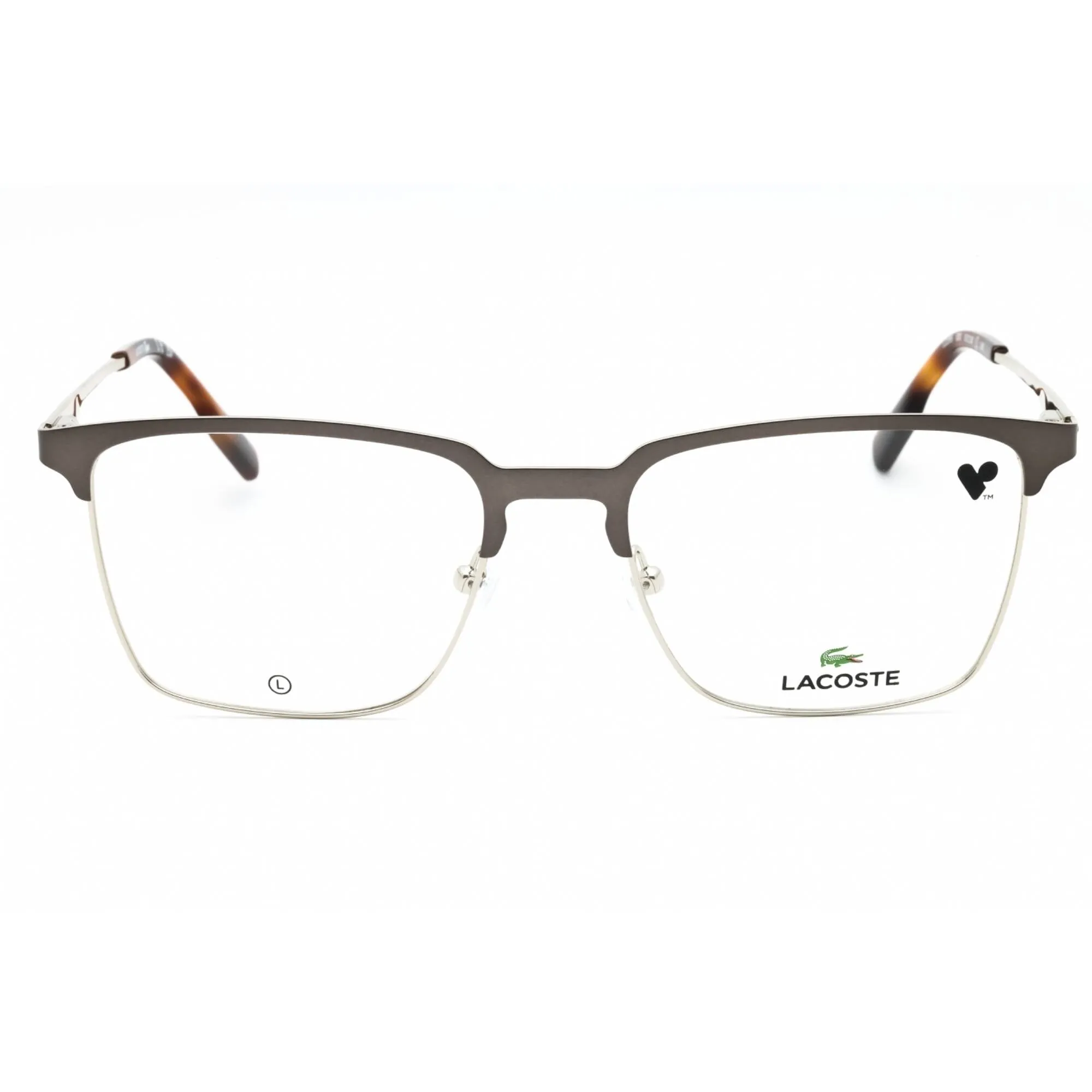 Lacoste Men's Eyeglasses - Matte Gunmetal Metal Square Full Rim Frame | L2295 033