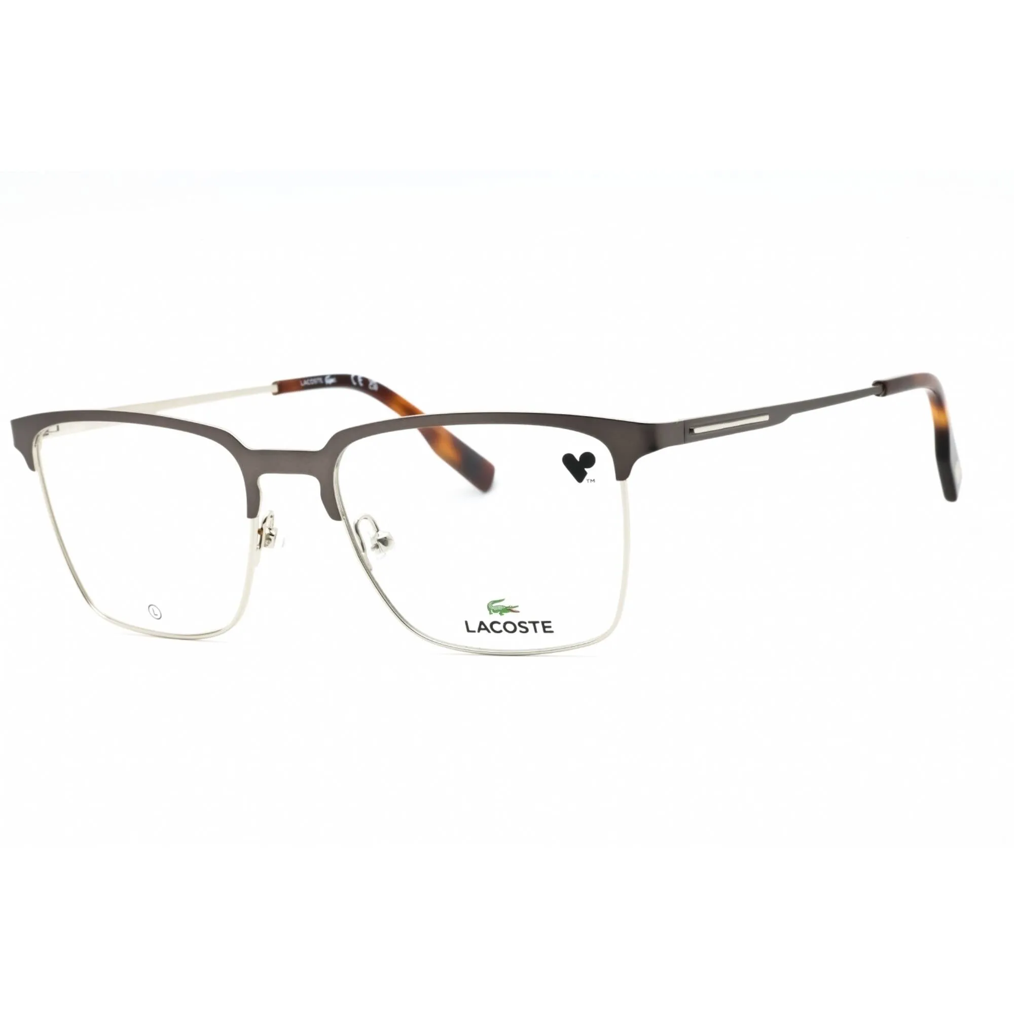 Lacoste Men's Eyeglasses - Matte Gunmetal Metal Square Full Rim Frame | L2295 033