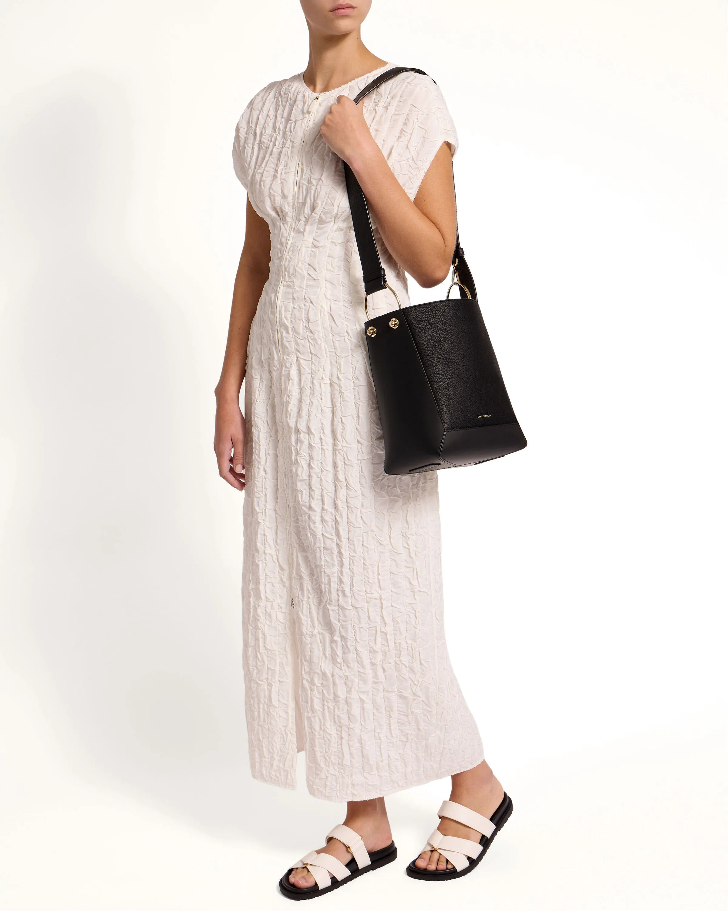 Lana Midi Bucket Bag - Black