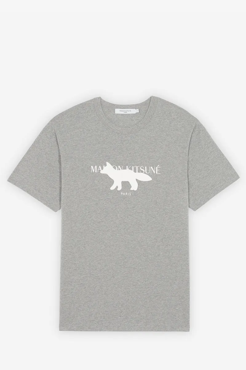 MAISON KITSUNÉ PROFILE FOX STAMP CLASSIC TEE-SHIRT GREY MELANGE