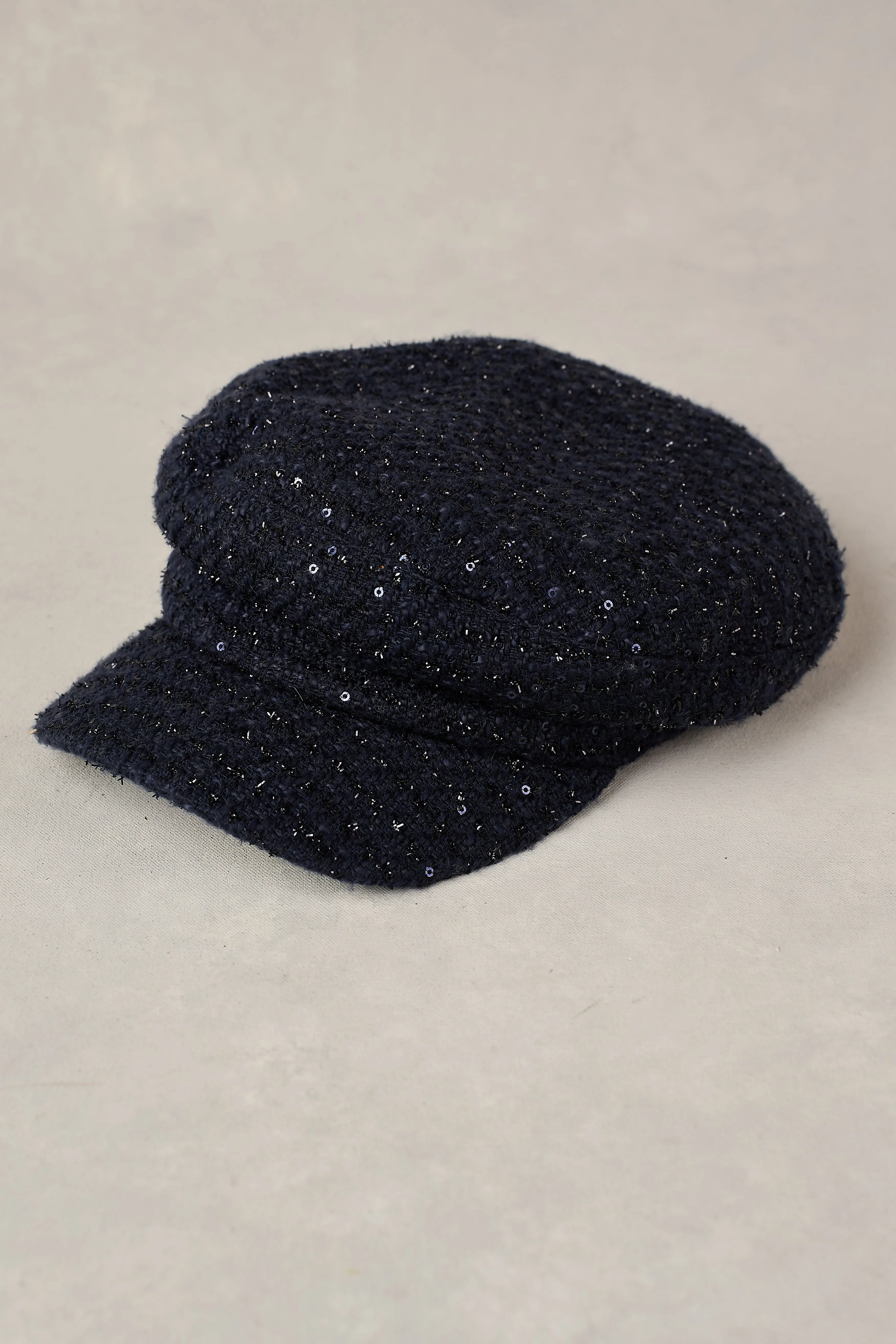 Navy Sequin Baker Boy