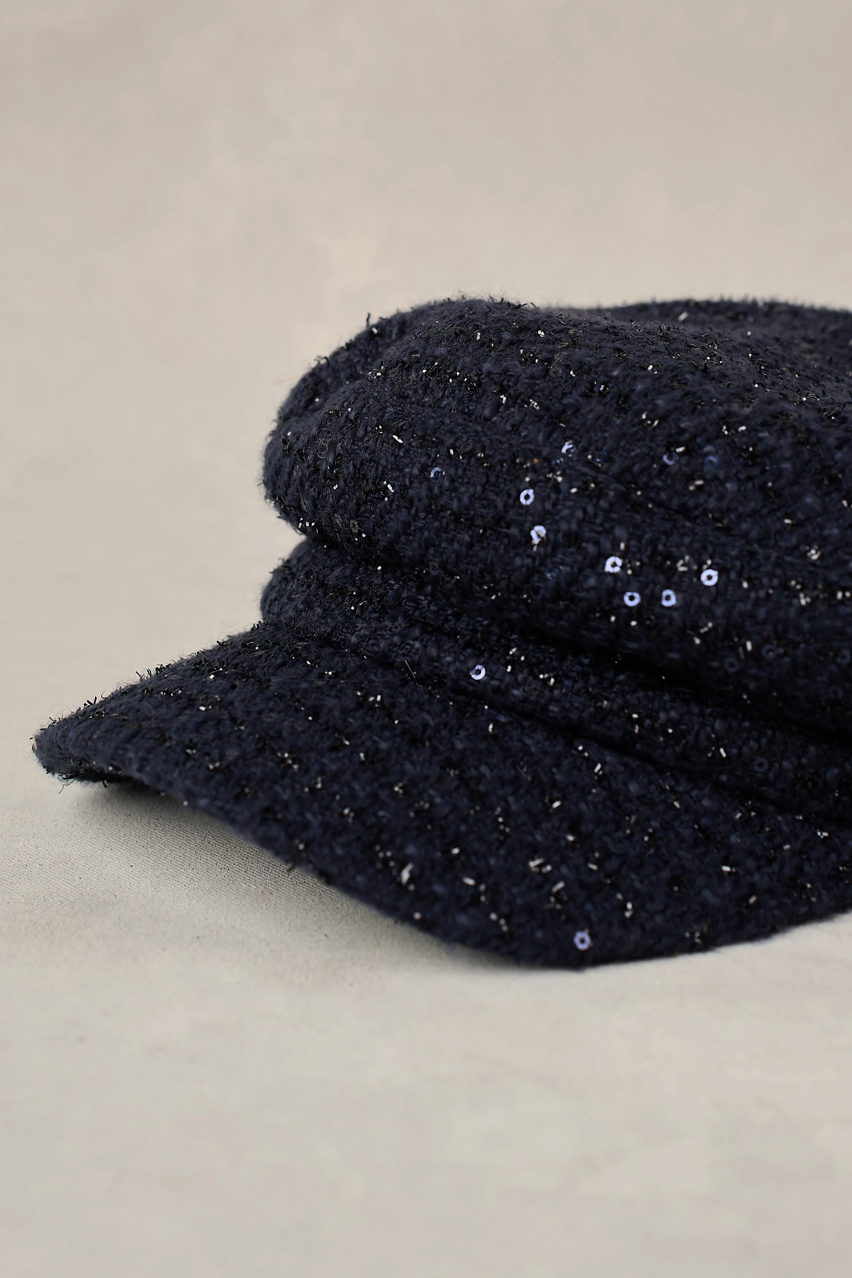 Navy Sequin Baker Boy