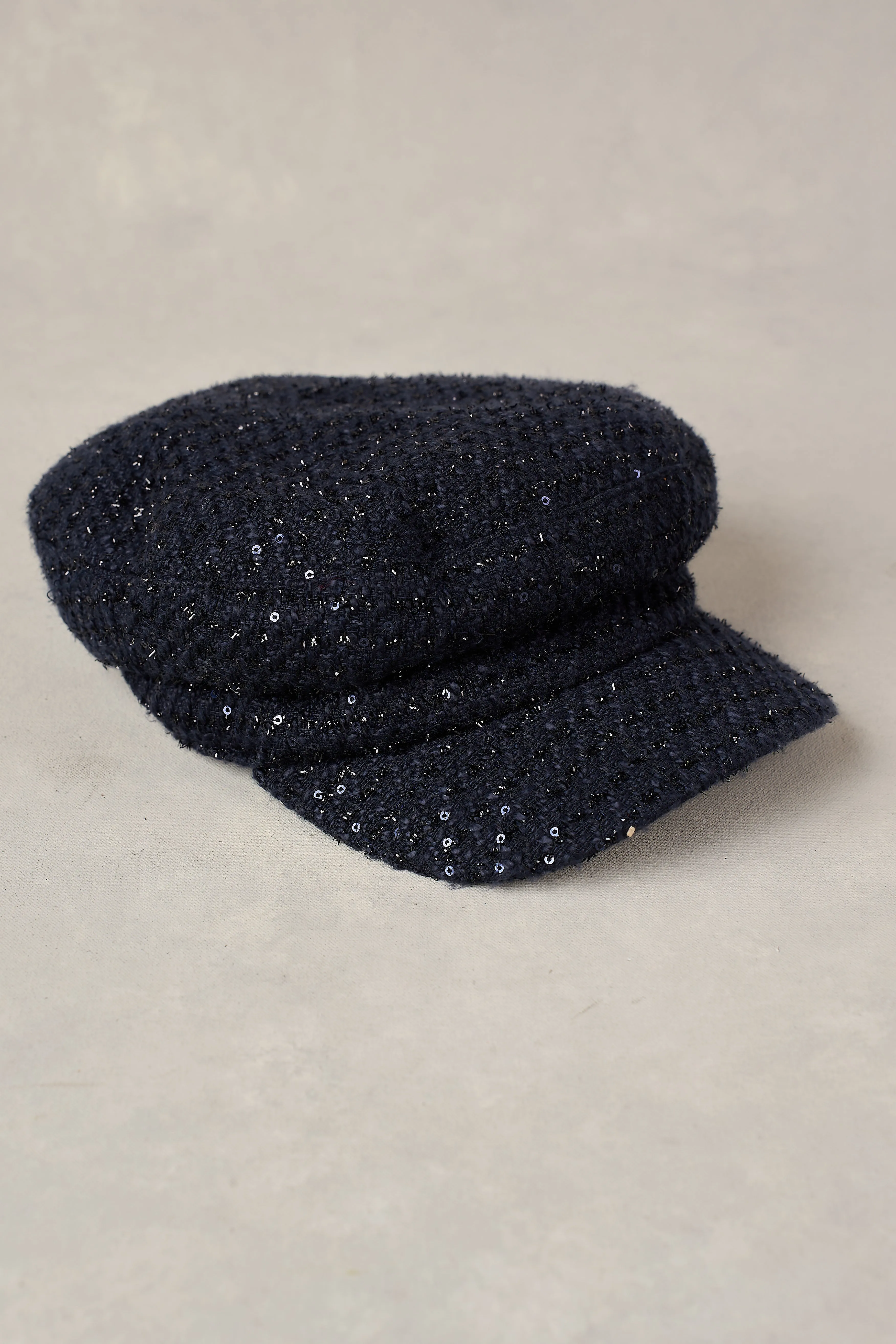 Navy Sequin Baker Boy