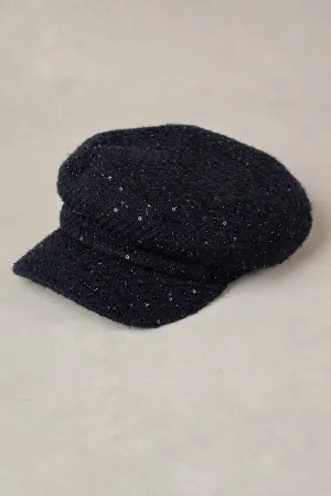 Navy Sequin Baker Boy
